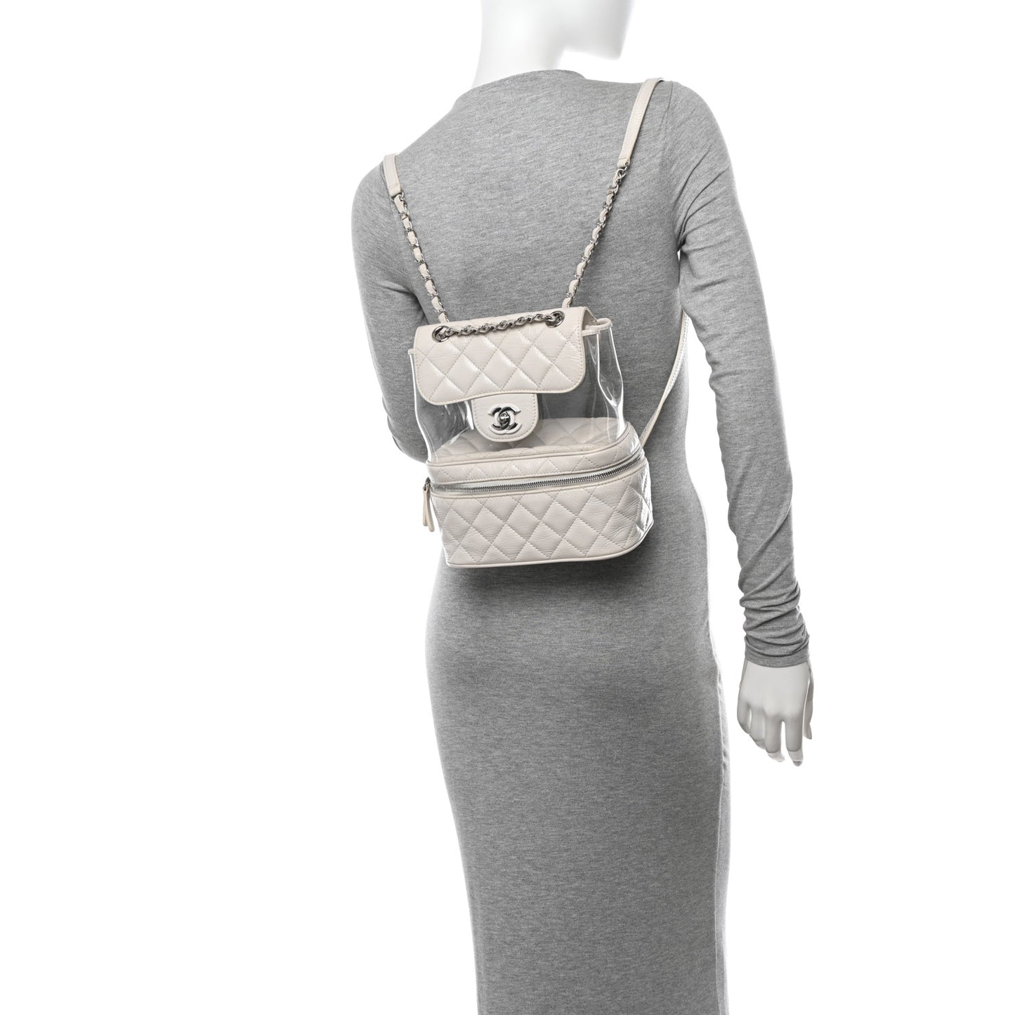Crumpled Calfskin PVC Quilted Backpack White