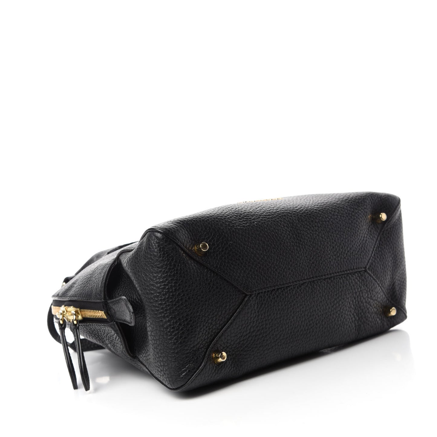 London Grainy Calfskin Small Greenwood Bowling Bag Black
