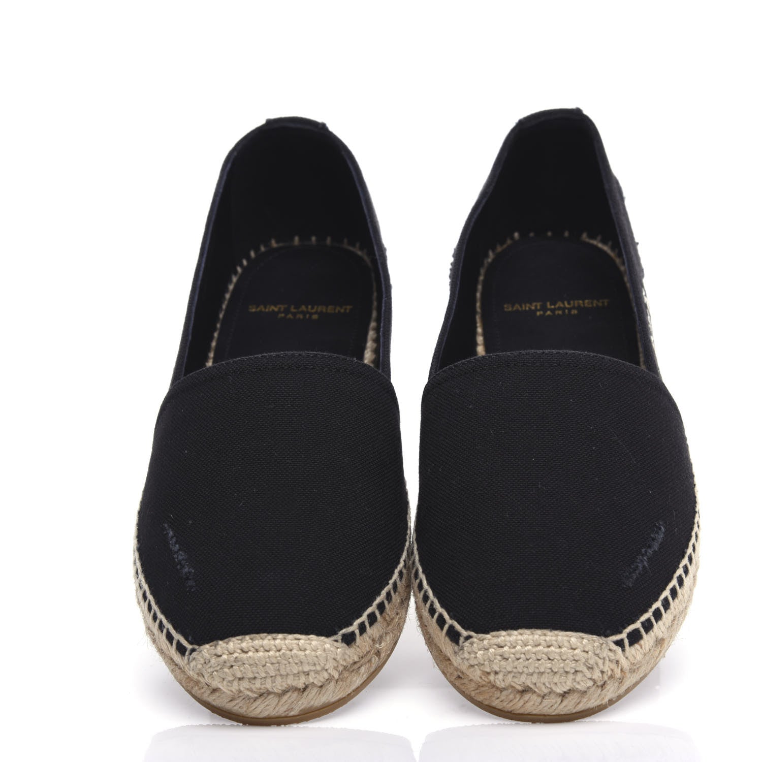 Saint Laurent Canvas Elba Logo Embroidered Espadrilles 35 Black 5 of 10
