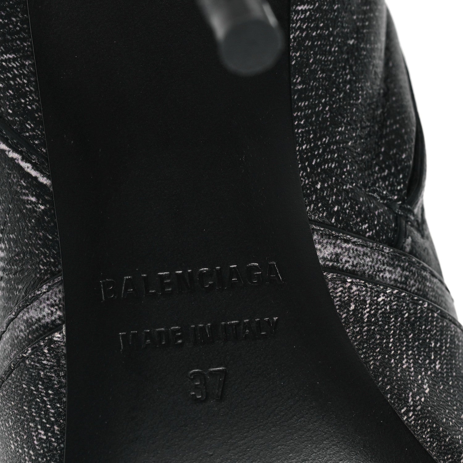 Balenciaga Nappa Denim Printed Cagole 90mm Boots 37 Black 6 of 7