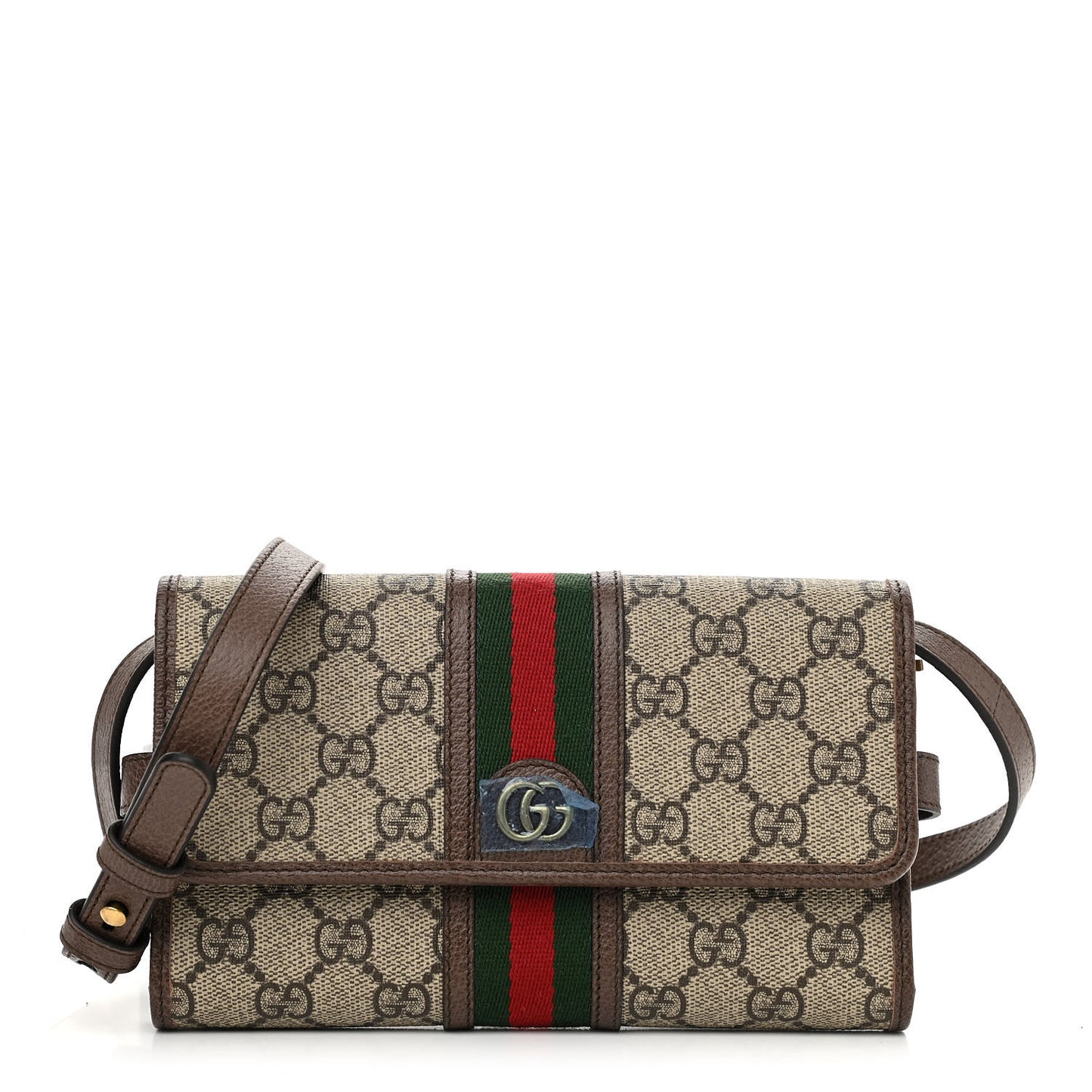 GG Supreme Monogram Web Ophidia Crossbody Wallet Beige New Acero