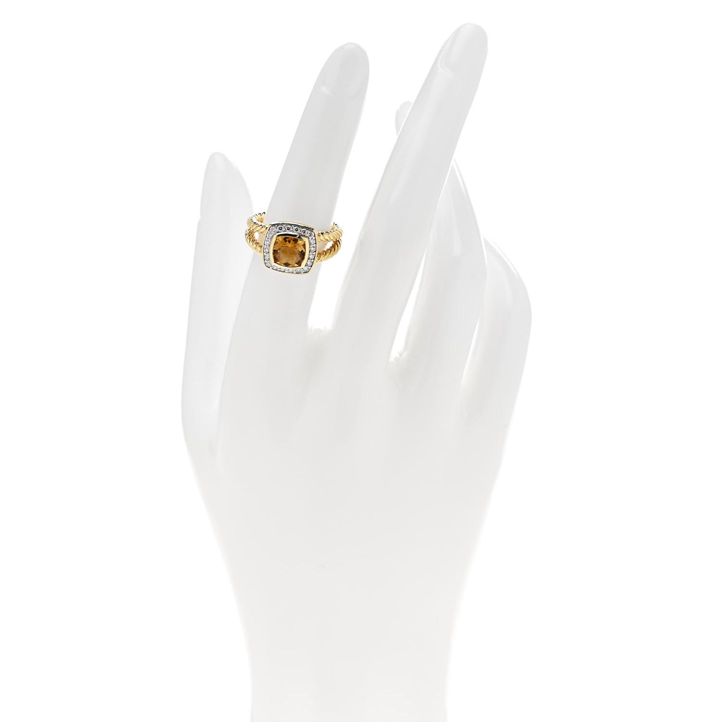 18K Yellow Gold Diamond Citrine 7mm Petite Albion Ring 52 6