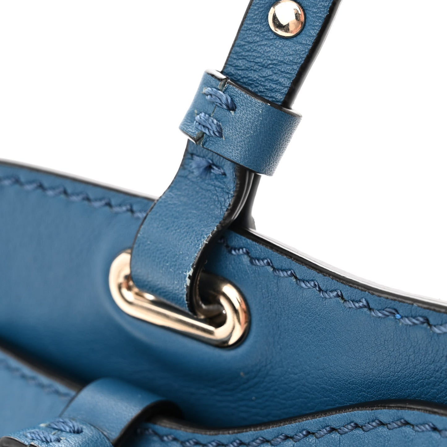 Vitello Small Rockstud Tote Blue Delft