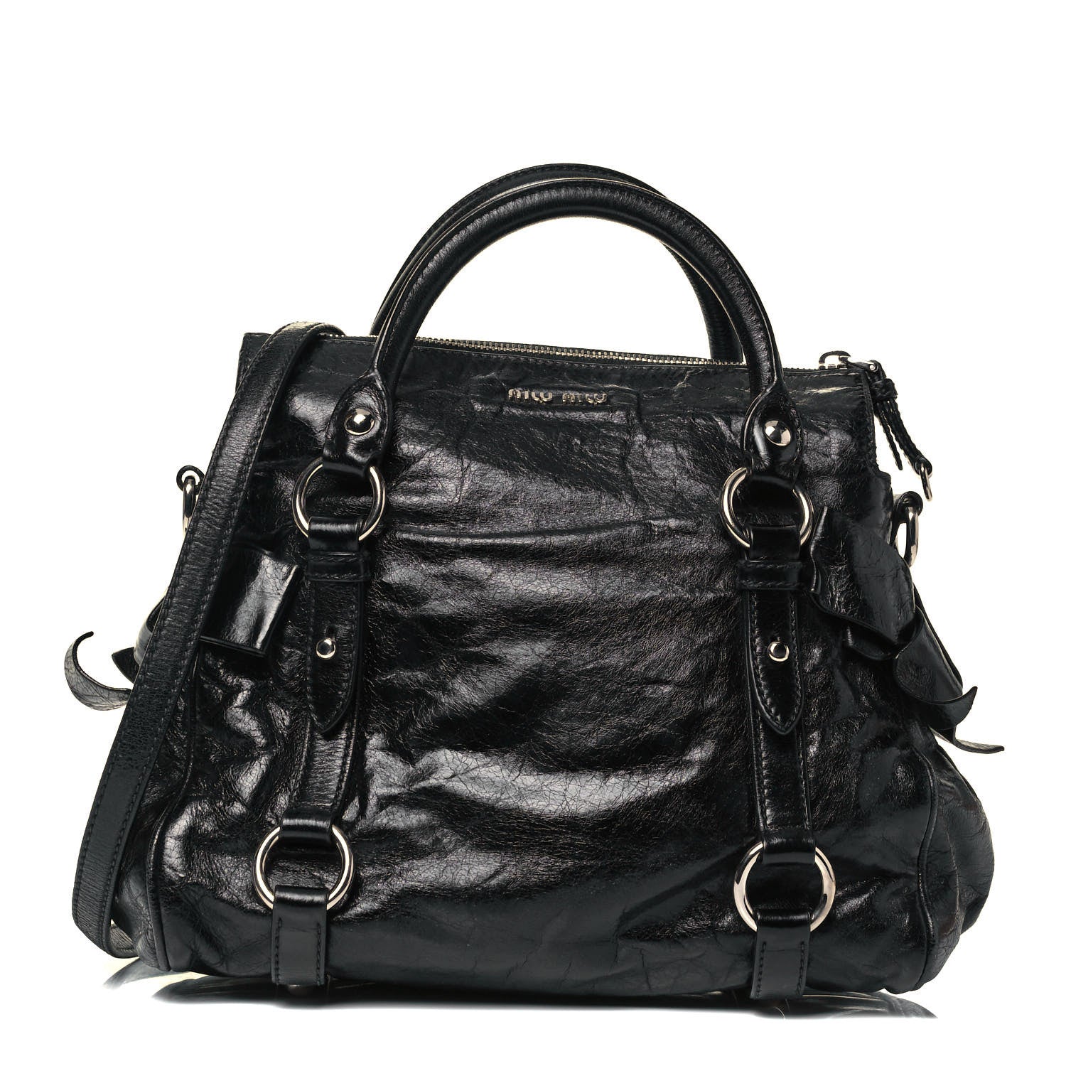 【miumiu】Vitello Lux Ribbon Bag Black Miu Miu Vitello Lux Mini Bow Bag Black 965626 – FASHIONPHILE