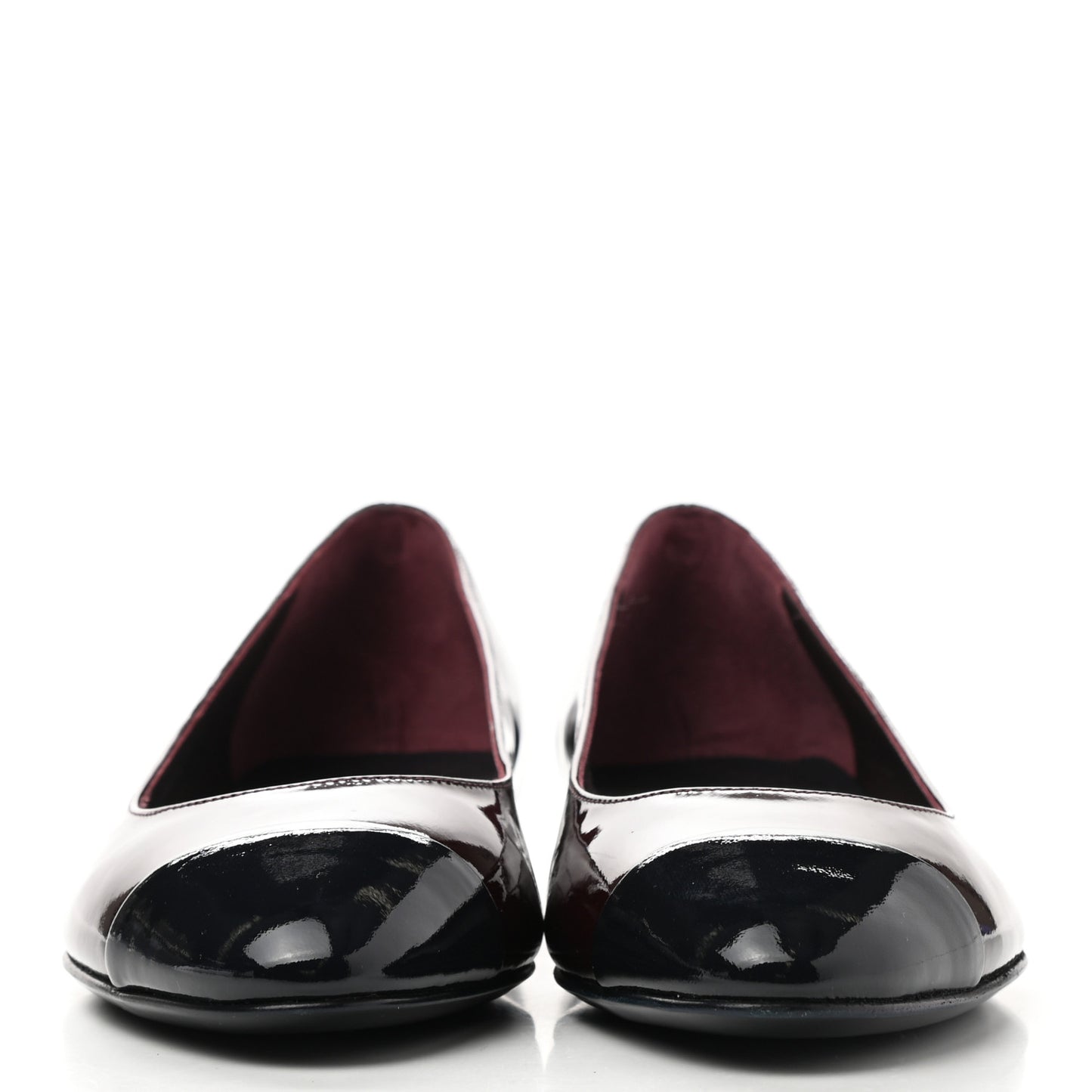 Patent CC Cap Toe Ballerina Flats 36.5 Navy Burgundy