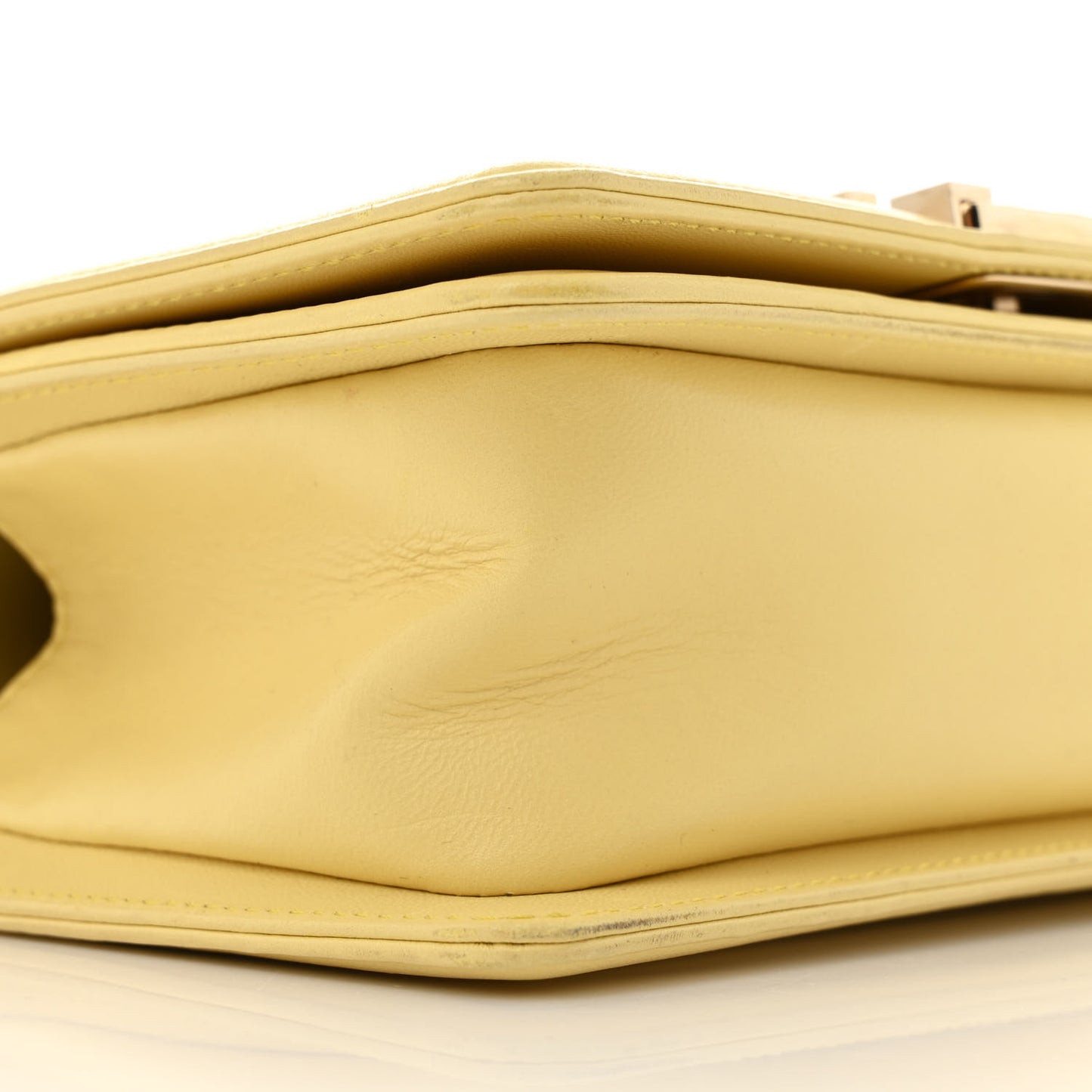 Lambskin Quilted Small Boy Flap Yellow