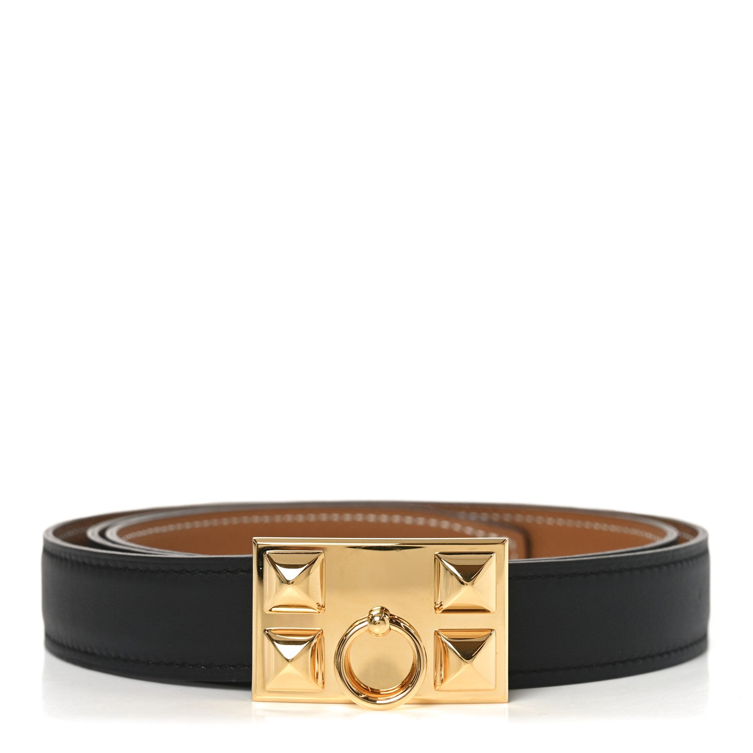 Hermes Epsom Swift 24mm Collier De Chien CDC Belt 90/36 Black Gold