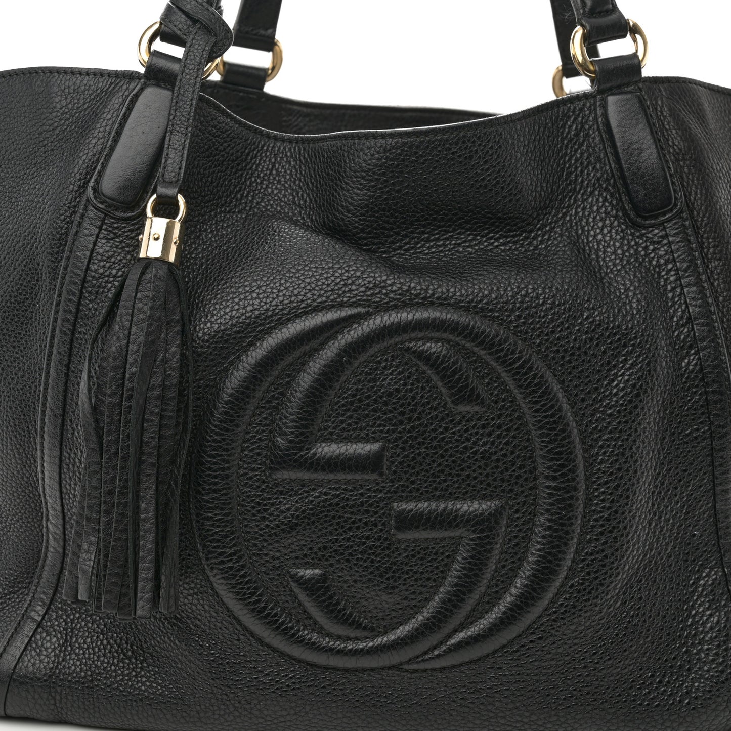 Pebbled Calfskin Medium Soho Shoulder Bag Black
