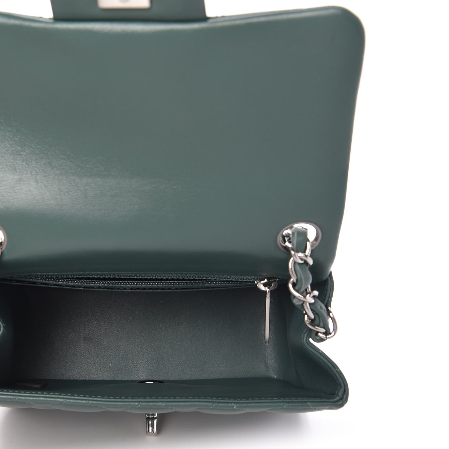 Lambskin Quilted Mini Square Flap Green