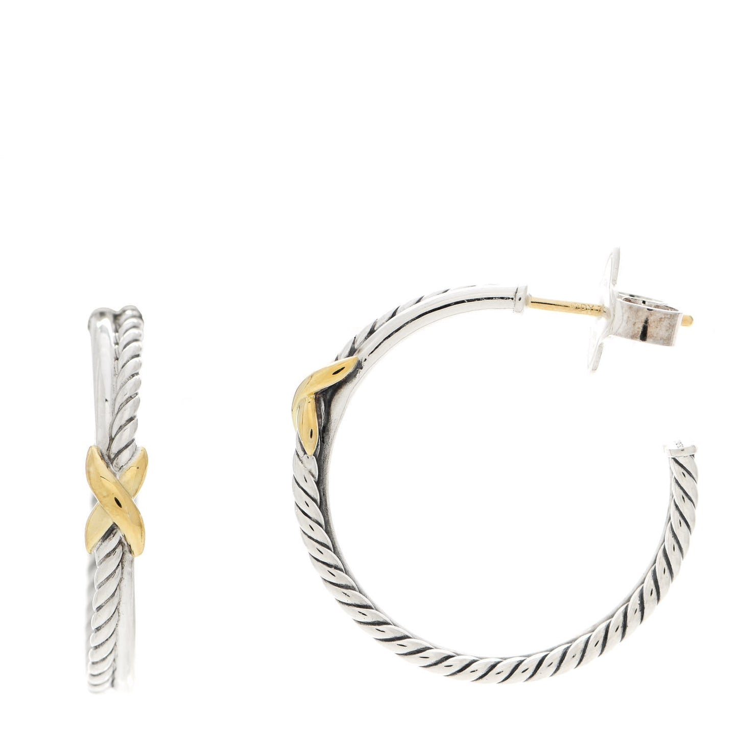 Sterling Silver 18K Yellow Gold Petite X Hoop Earrings