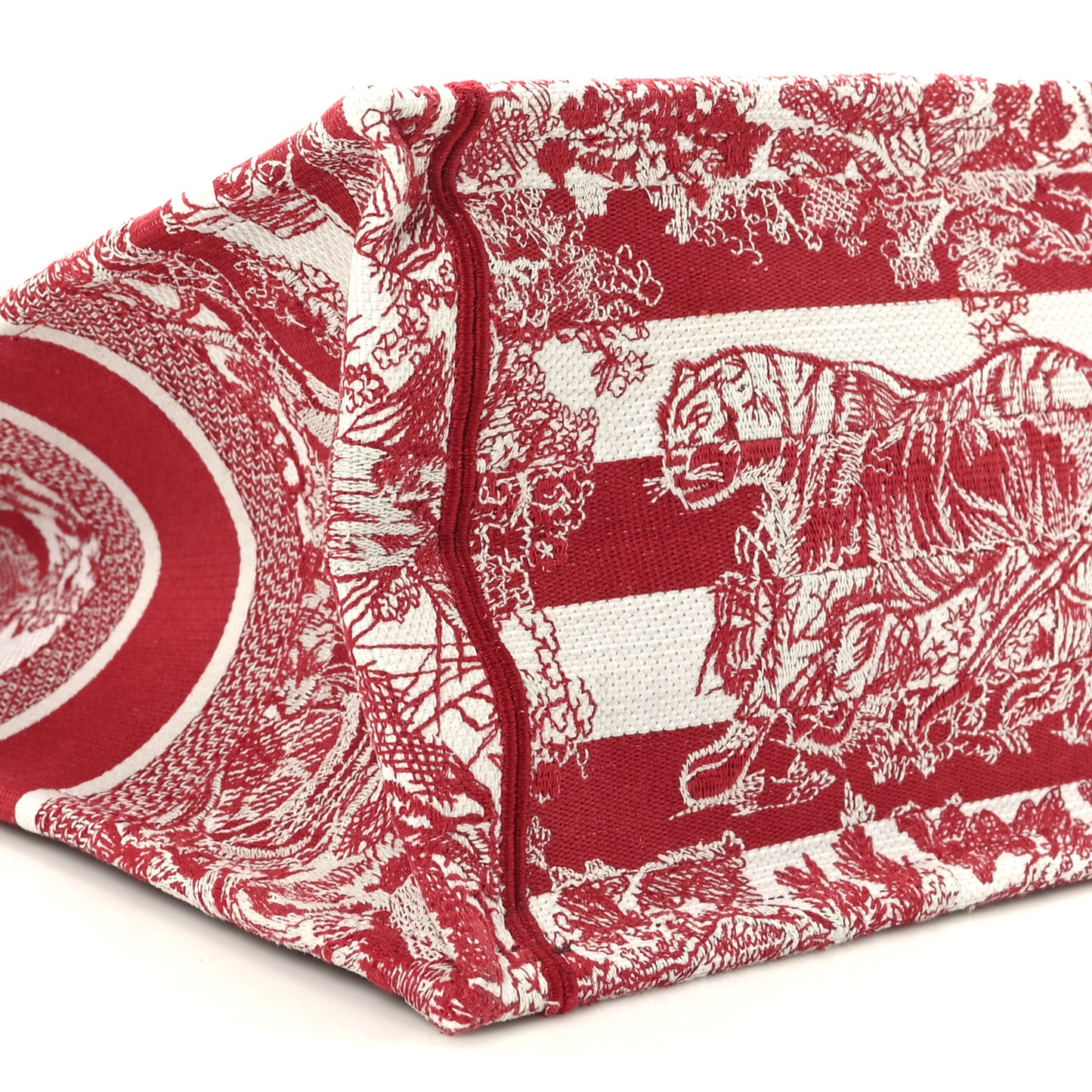 Canvas Embroidered Medium Dioriviera Toile De Jouy Book Tote Raspberry