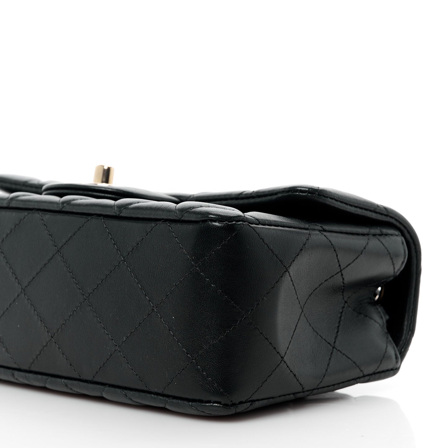 Lambskin Quilted Mini Rectangular Flap Black