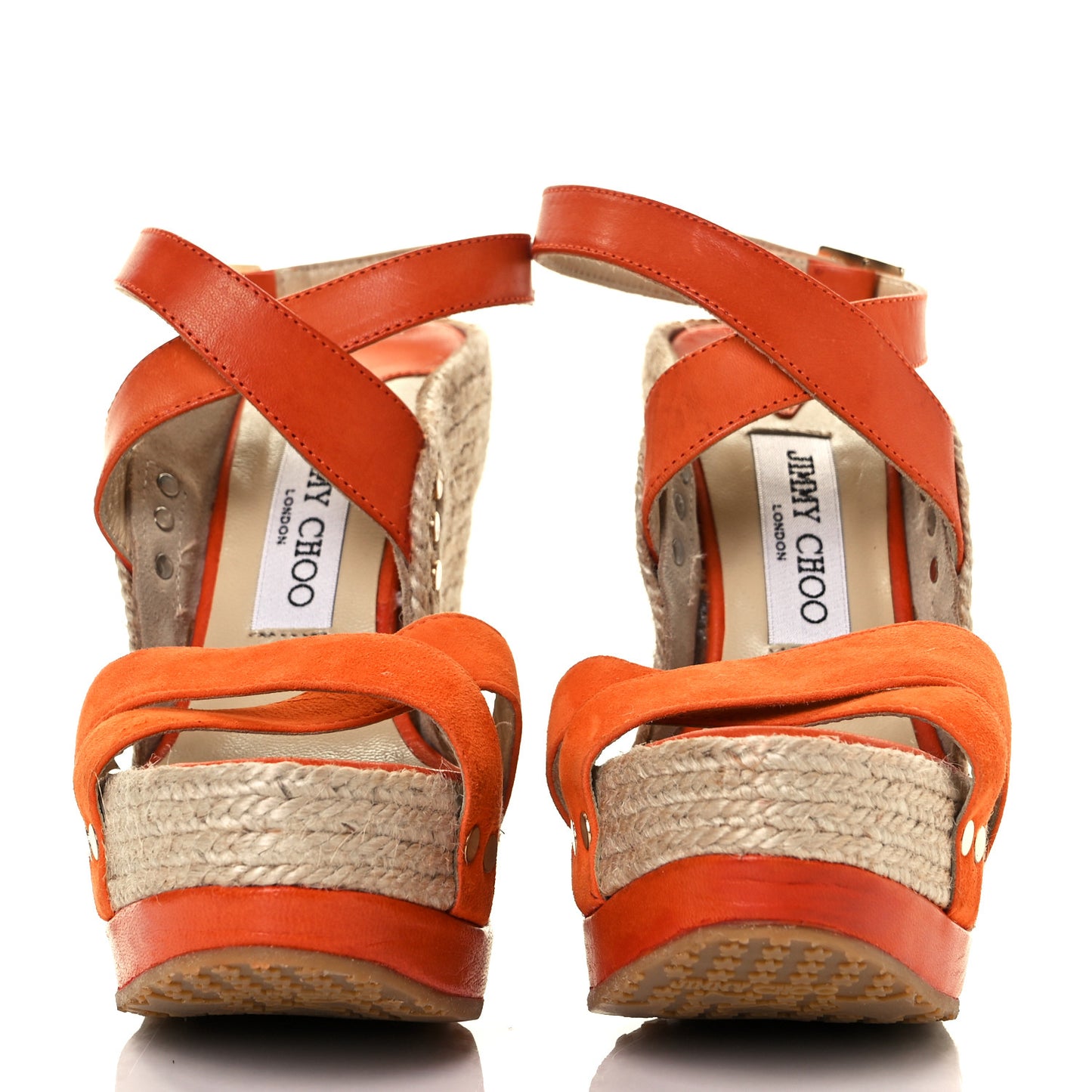Suede Calfskin Perry Espadrille Wedges 38 Orange