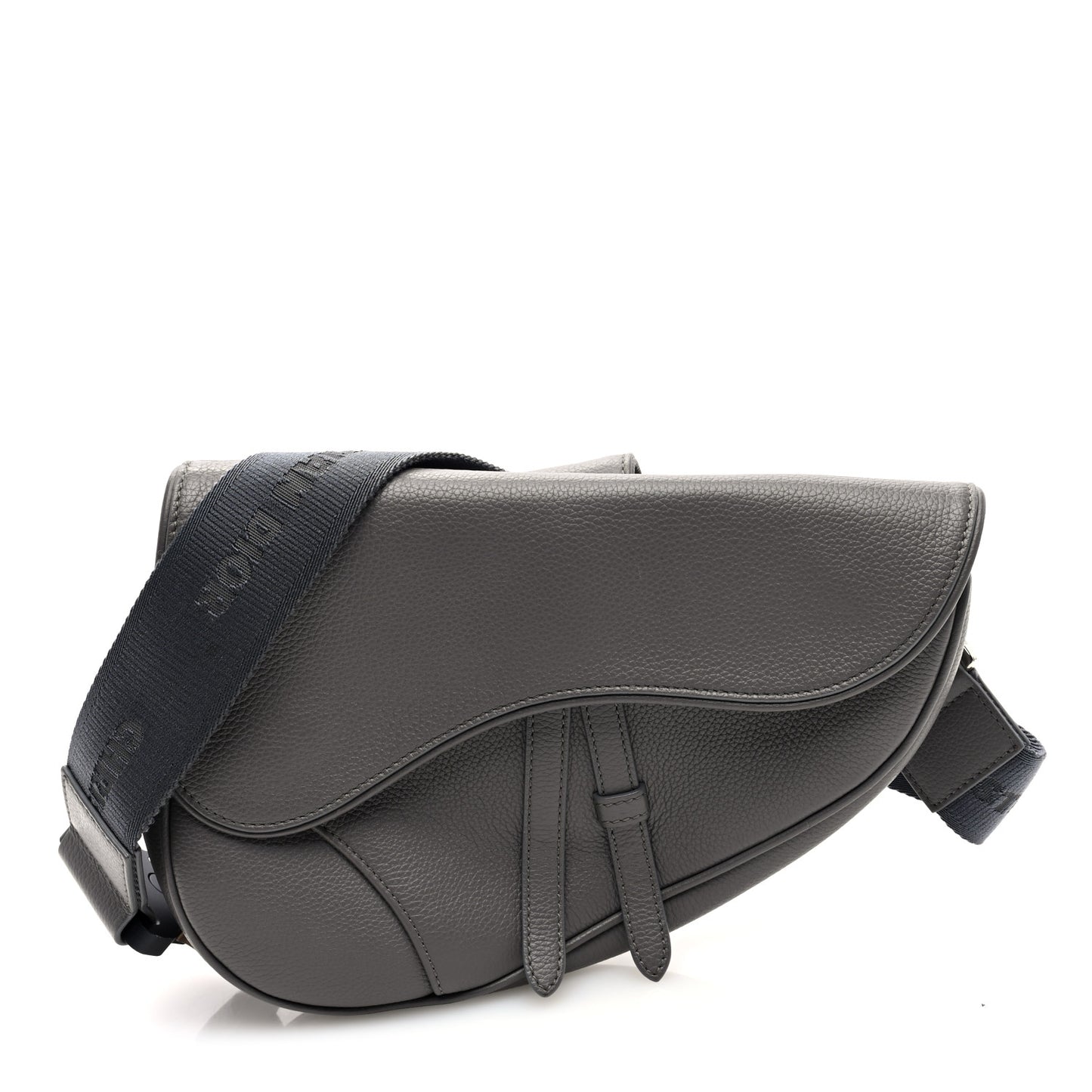 Grained Calfskin Mens Saddle Bag Grey
