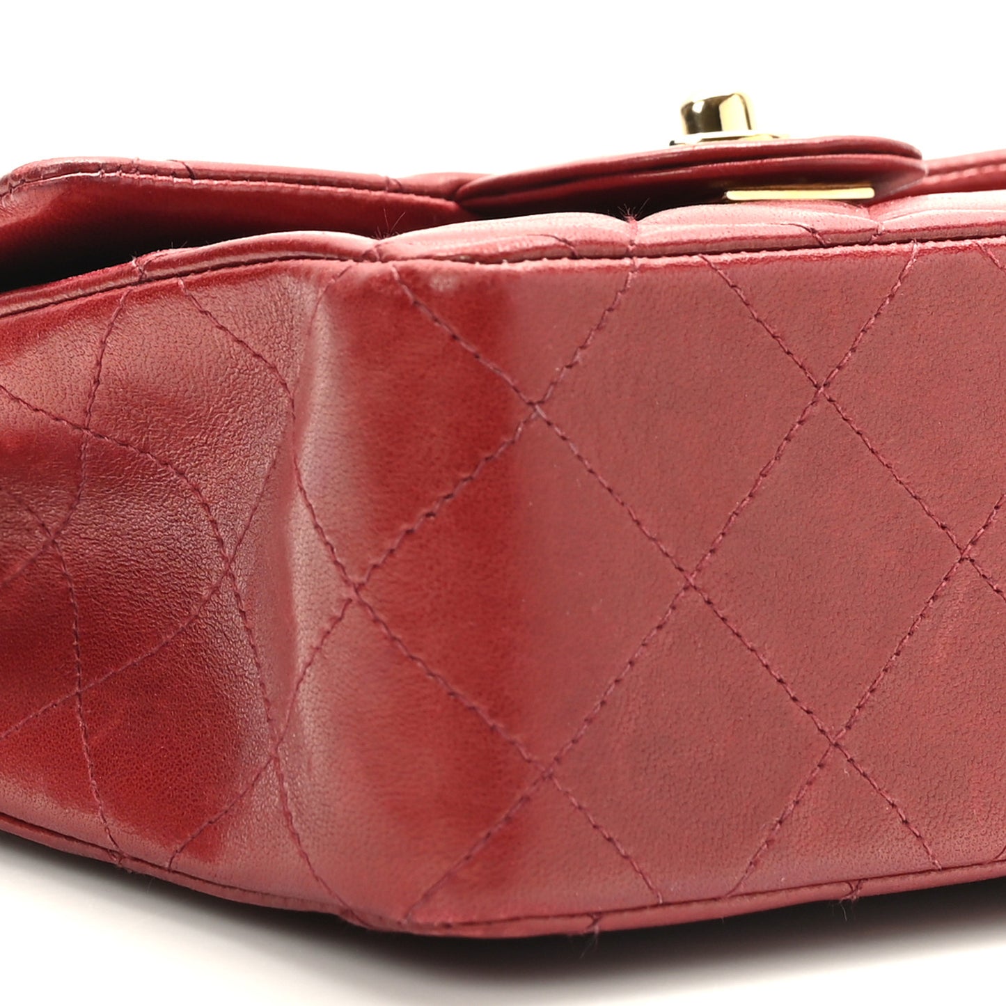 Lambskin Quilted Mini Square Flap Dark Red