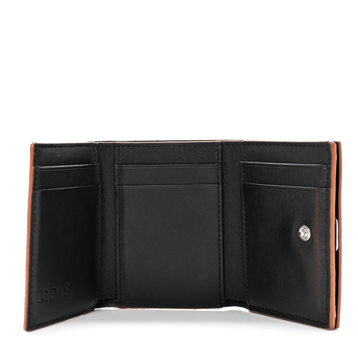 Loewe Grained Calfskin Anagram Trifold Wallet Black 6 of 7