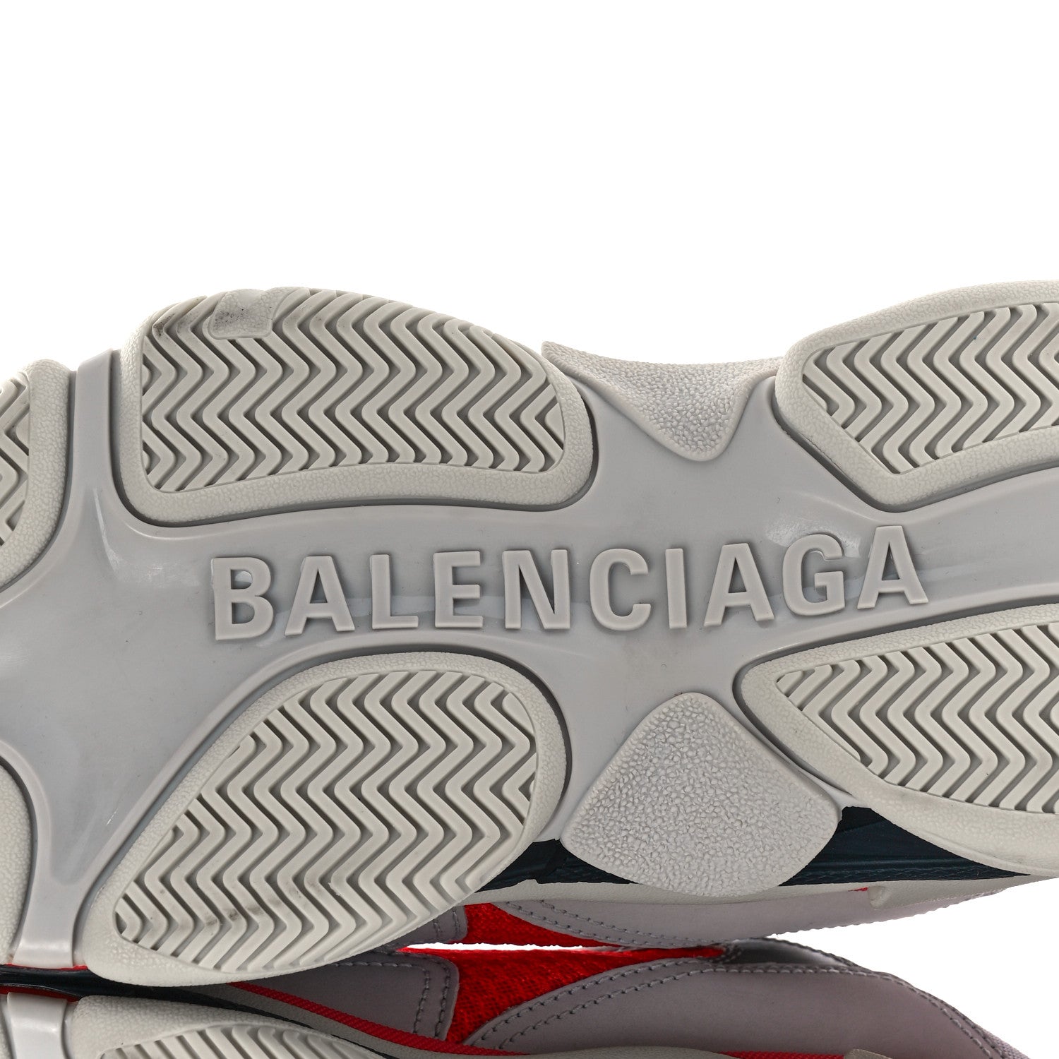 Balenciaga Fabric Mesh Womens Triple S Sneakers 40 Red Grey White 6 of 9