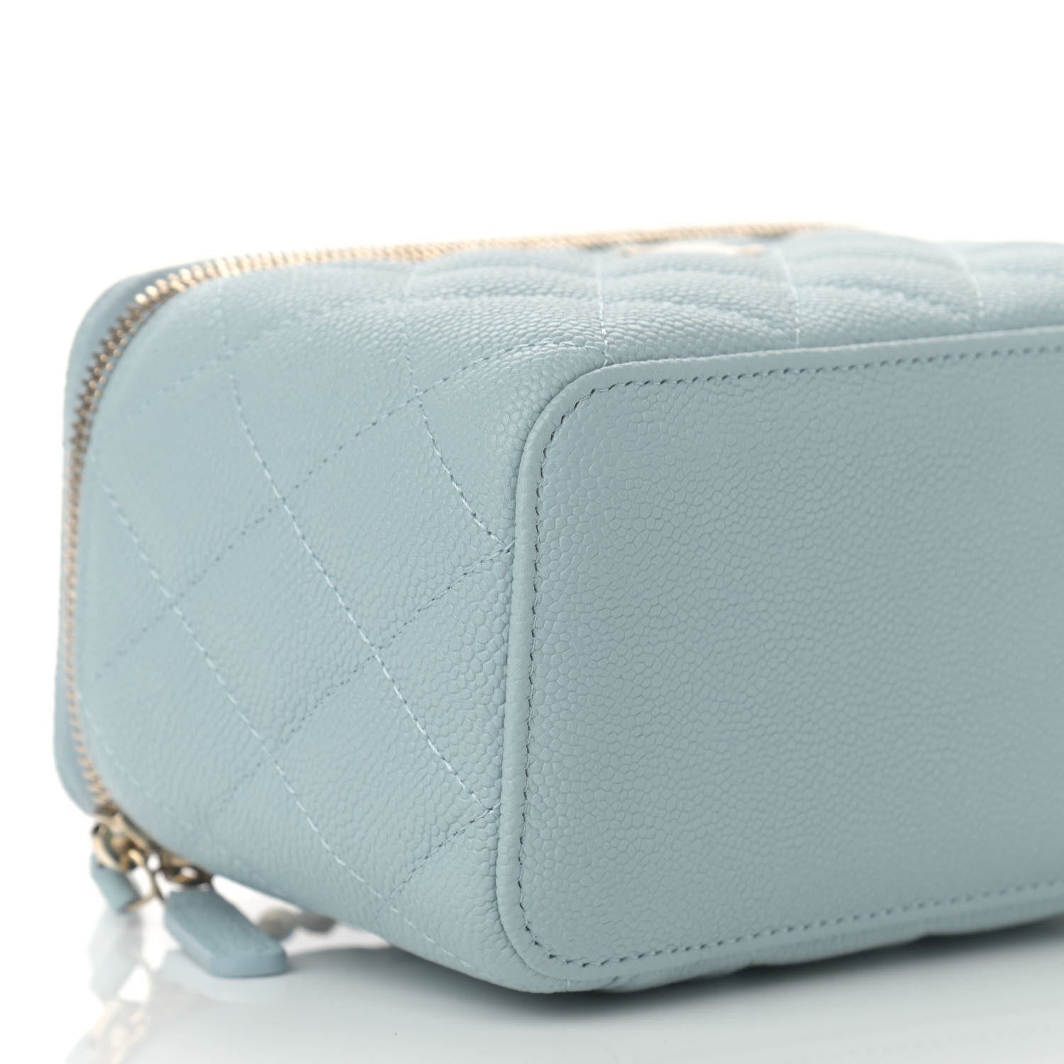 Chanel Caviar Quilted Small Tiny CC Vanity Case With Chain Light Blue 9 of 11