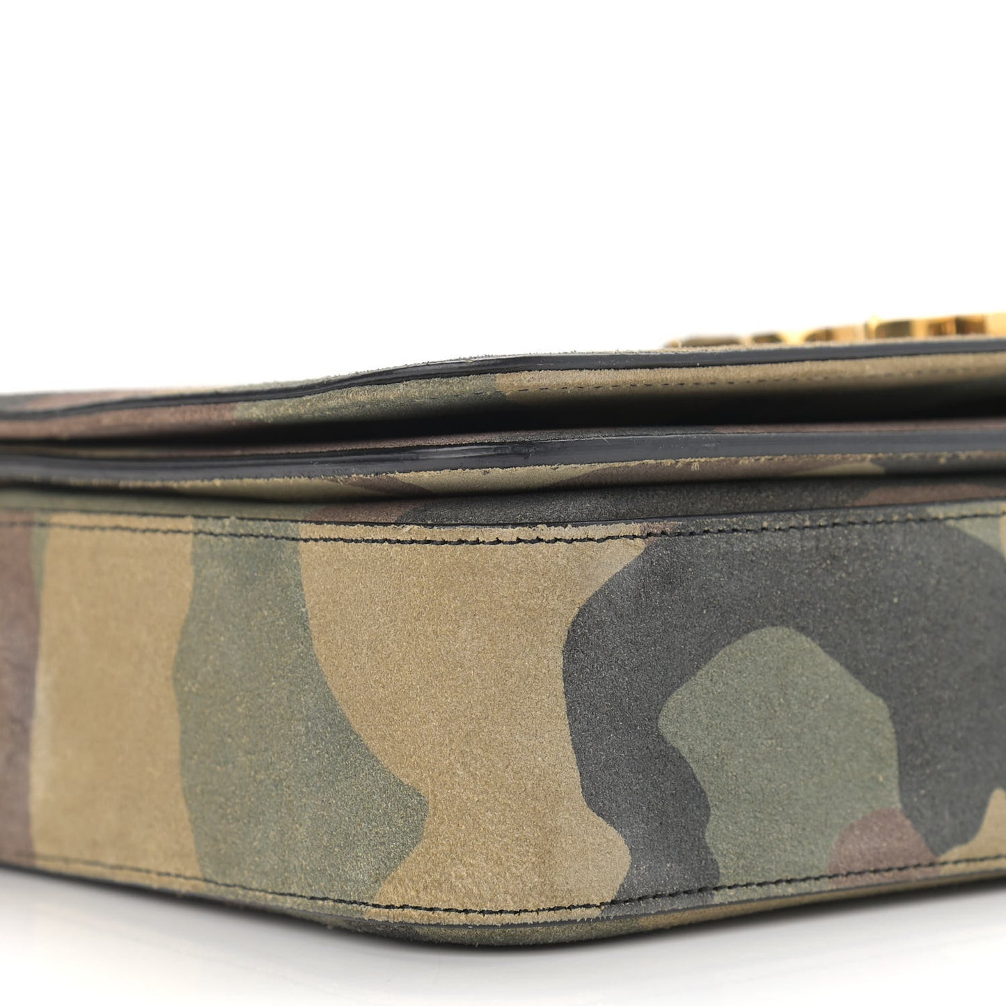 Suede Monogram University Camouflage Shoulder Bag Green