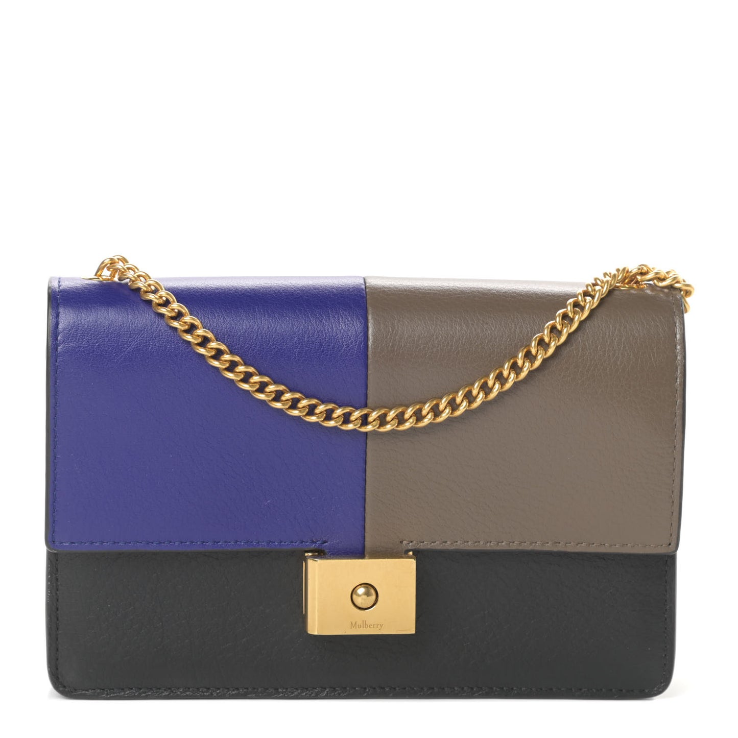 Smooth Calfskin Cheyne Clutch Indigo Clay Black