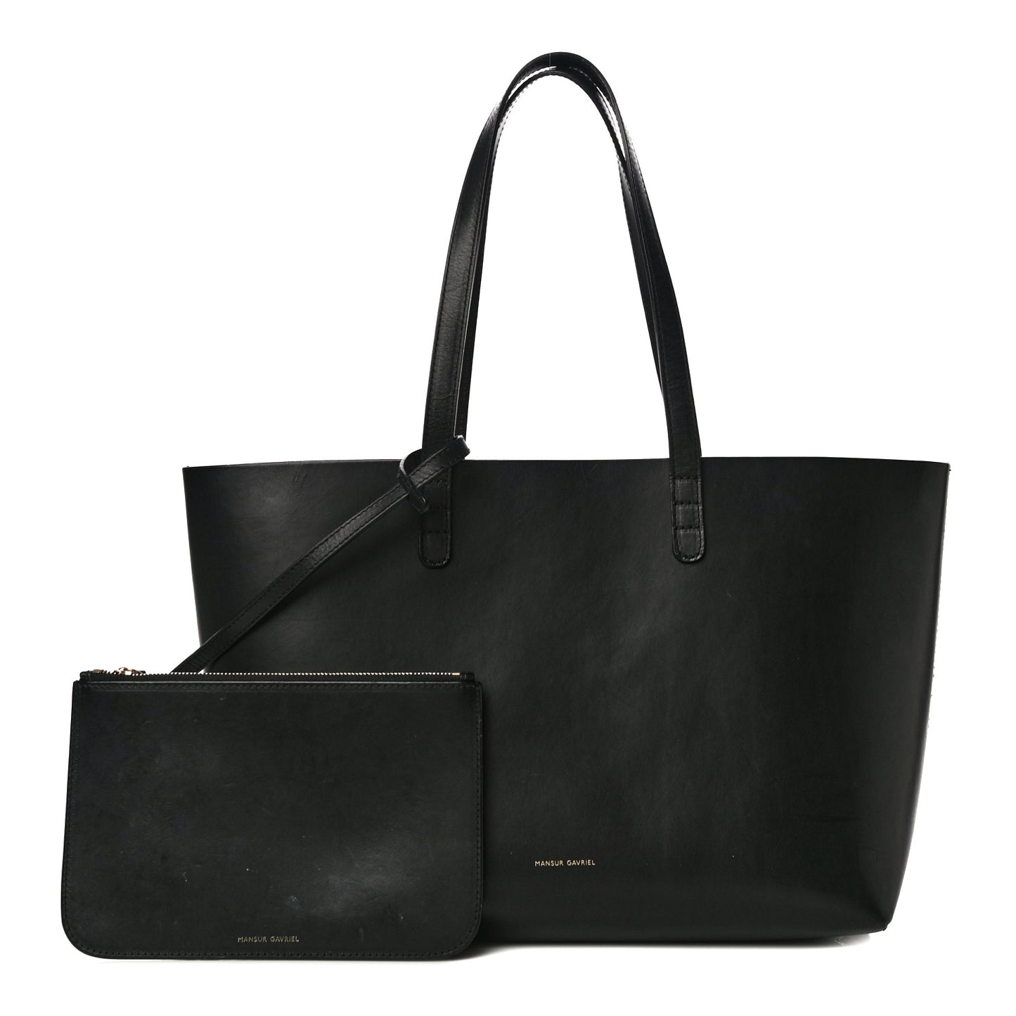 Calfskin Small Shopping Tote Black Gold