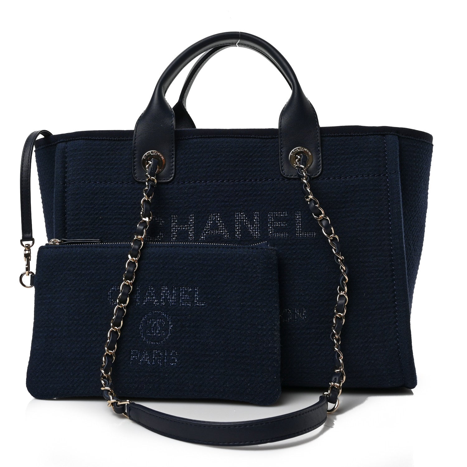 Chanel Mixed Fibers Small Deauville Tote Navy Blue 1 of 9