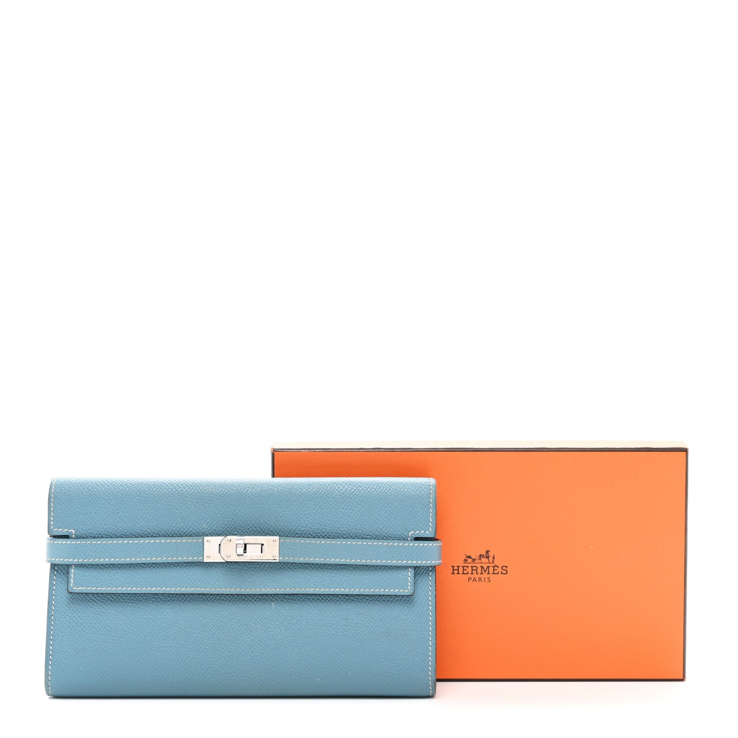 Epsom Kelly Longue Wallet Blue Jean