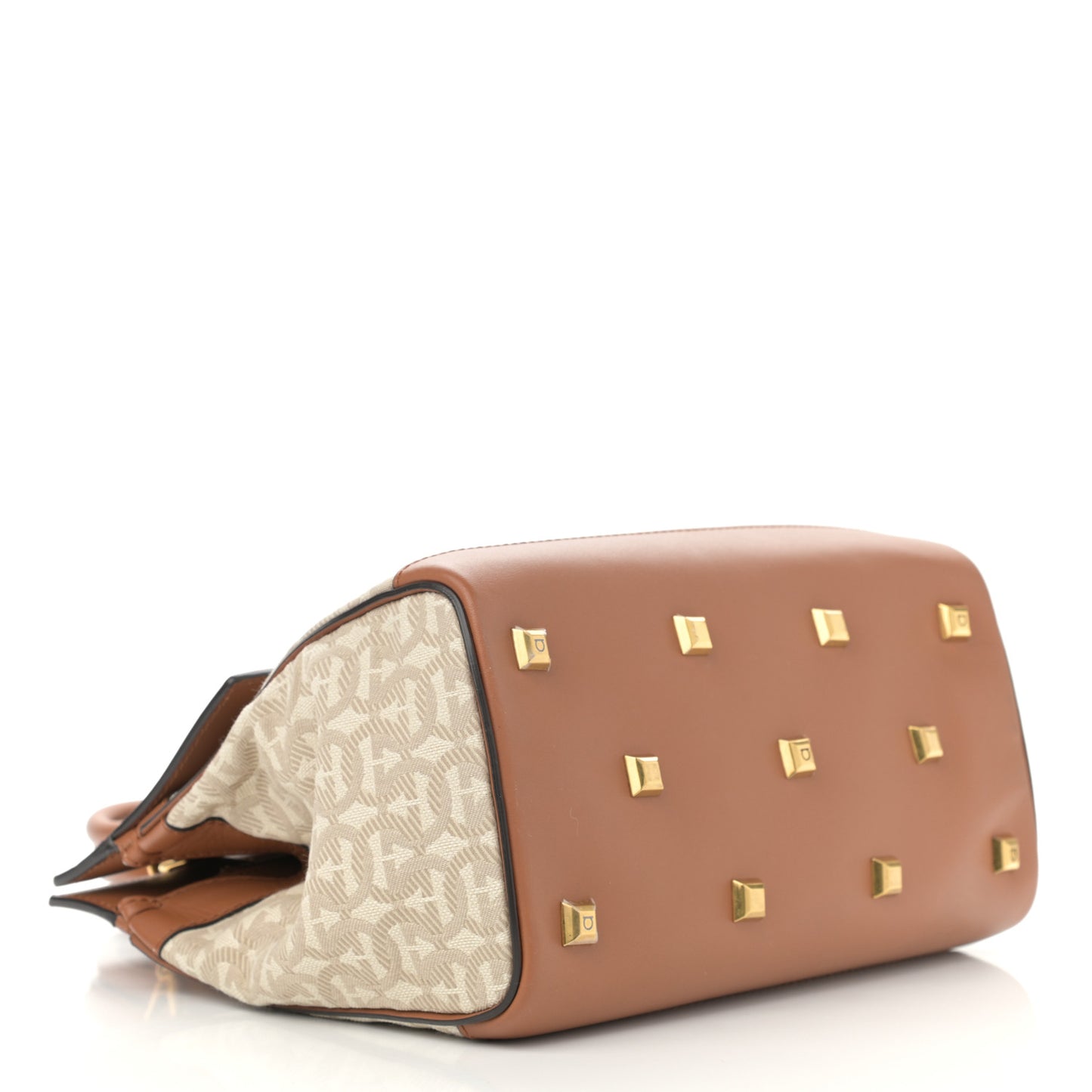 Canvas Calfskin Gancini Medium The Studio Bag Beige Brown