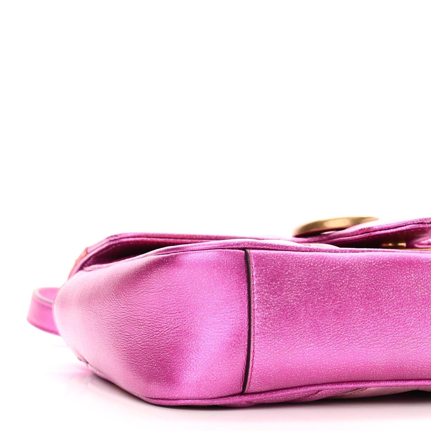 Metallic Calfskin Matelasse Mini GG Marmont Shoulder Bag Fuchsia