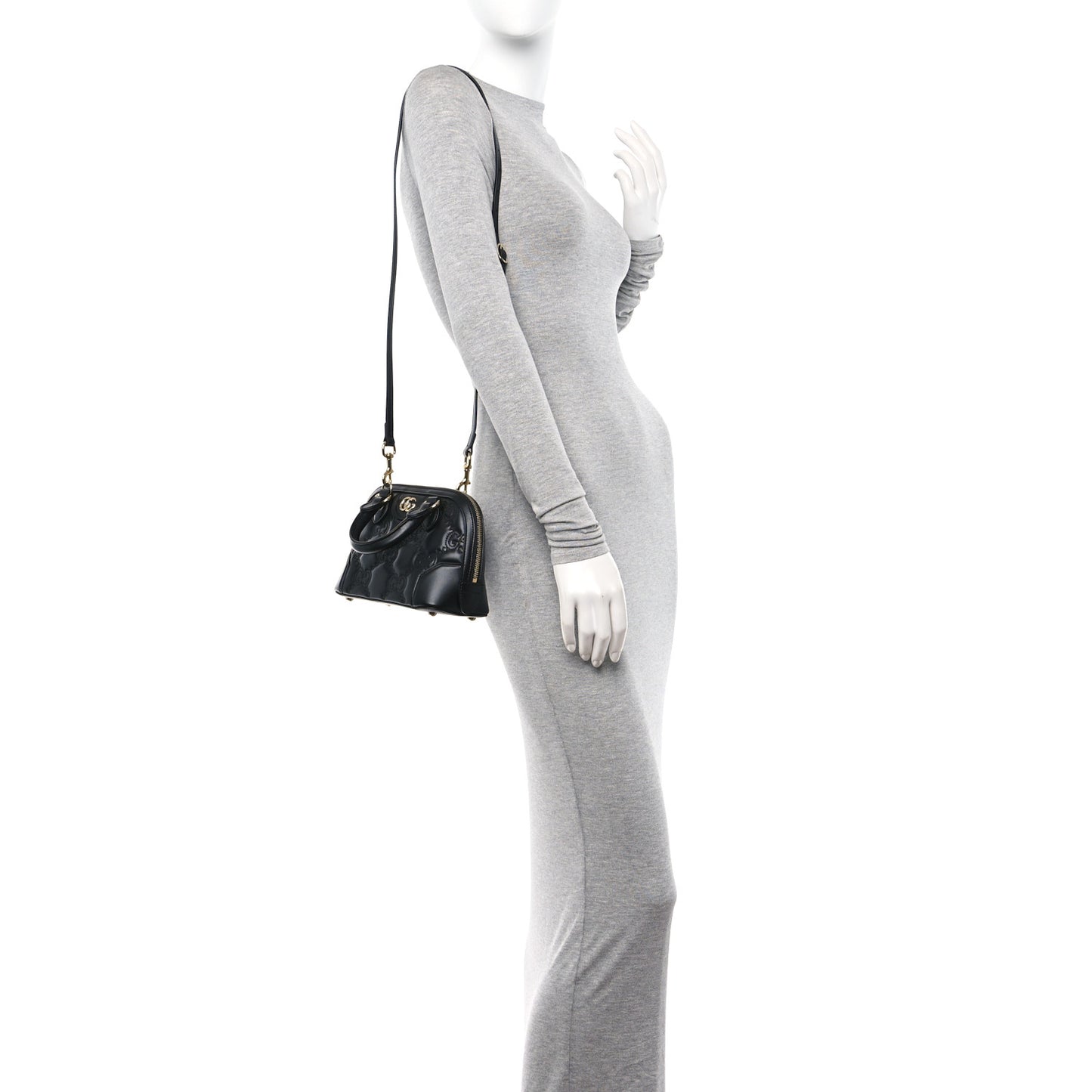 Calfskin GG Matelasse Mini Top Handle Bag Black