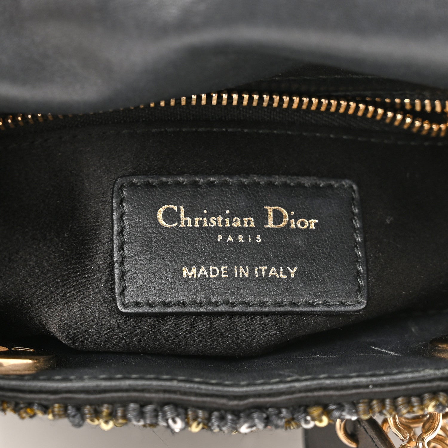 Christian Dior Satin Lambskin Sequin Embroidered Mini Lady Dior Black Multicolor 6 of 10