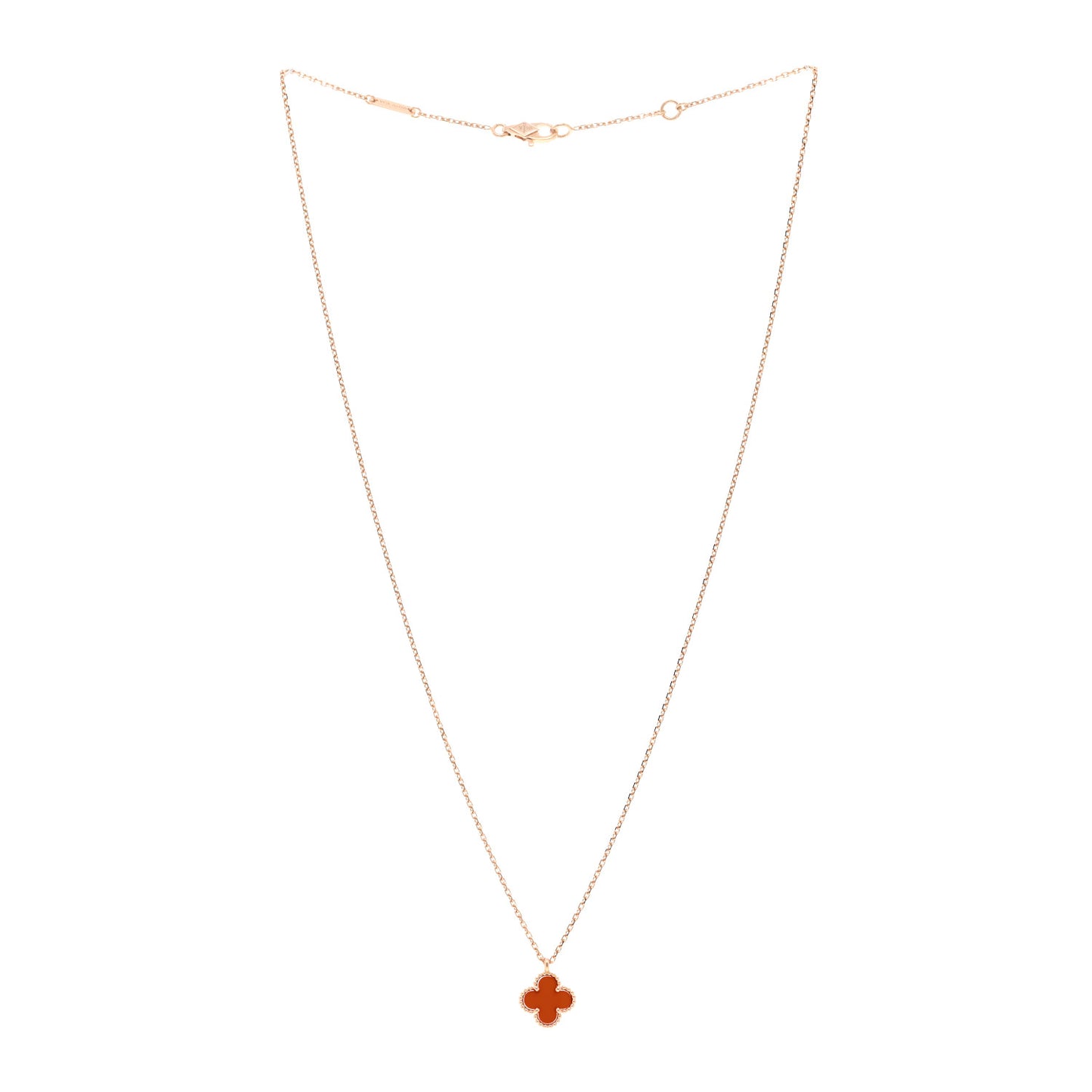 18K Rose Gold Carnelian Sweet Alhambra Pendant Necklace