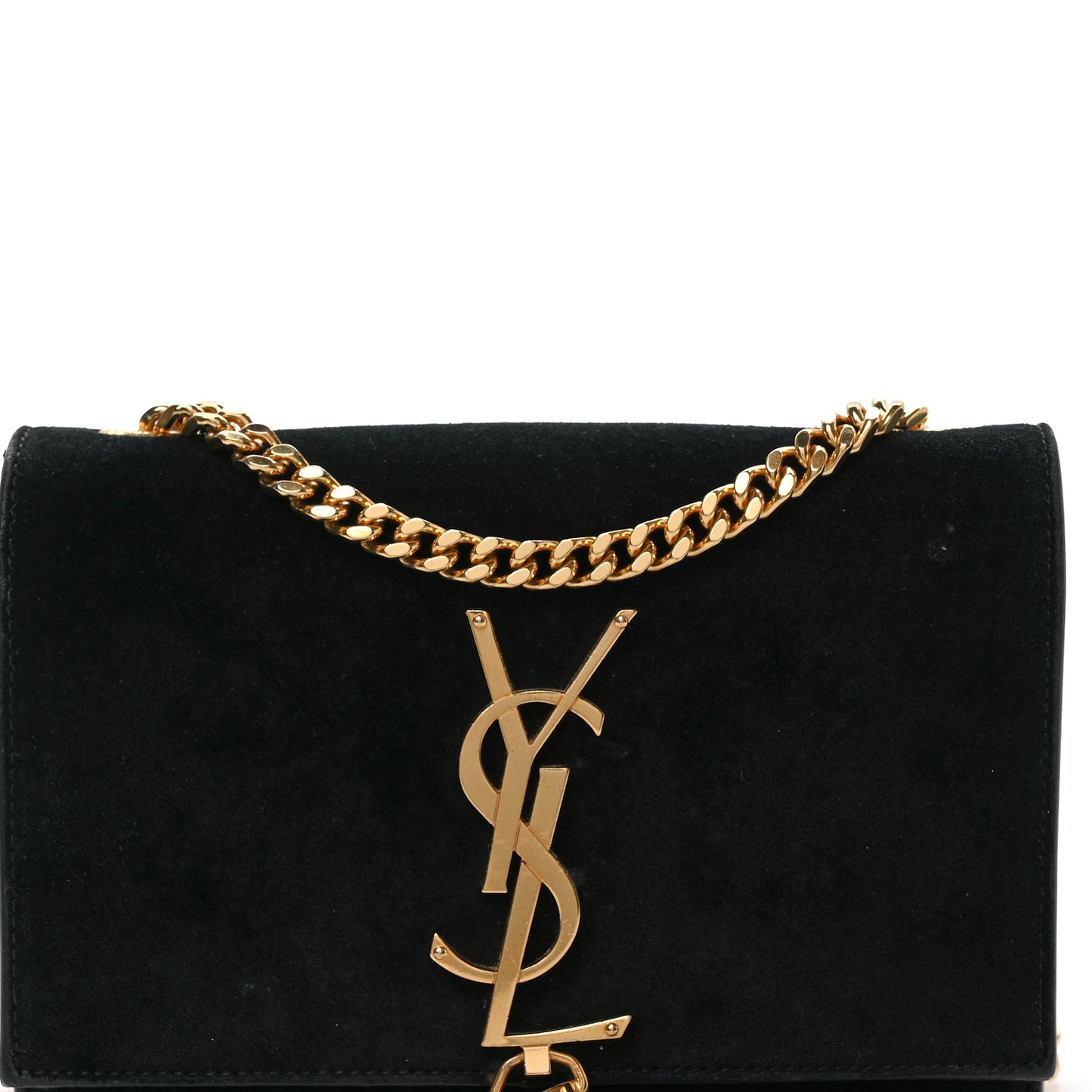 Suede Small Classic Monogram Kate Tassel Satchel Black