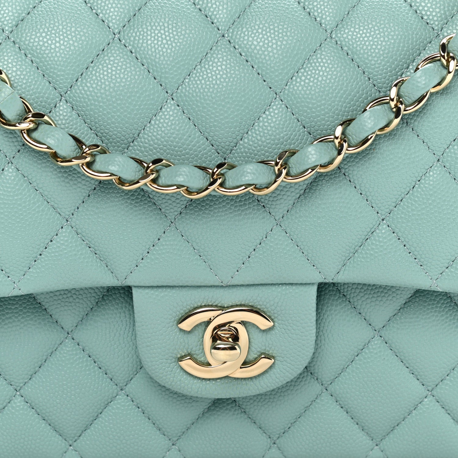 Chanel Caviar Quilted Medium Double Flap Light Blue 8 of 11
