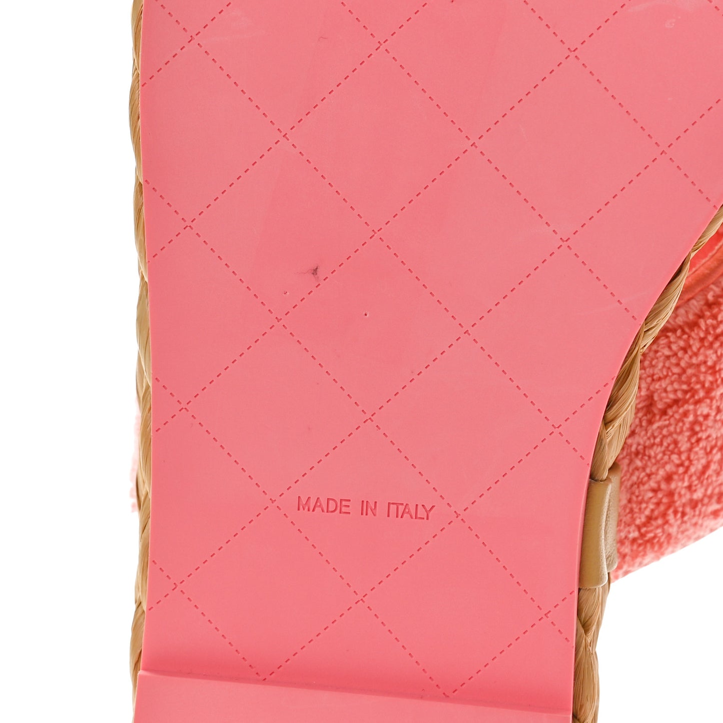 Terry Cloth Raffia CC Logo Thong Sandals 37 Pink