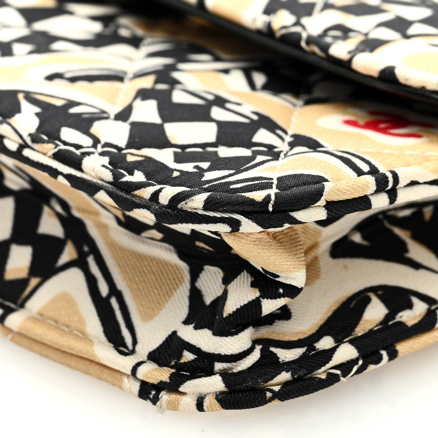 Chanel Canvas Check Flag Printed CC Clutch With Chain Beige Multicolor 9 of 9