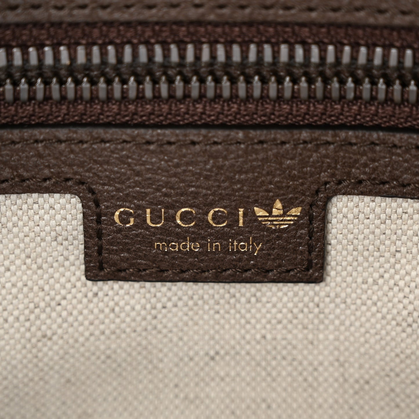 X ADIDAS Crystal Vintage Monogram Textured Dollar Calfskin Web Trefoil Logo Small Messenger Bag Mid Natural Nut Off White New Acero