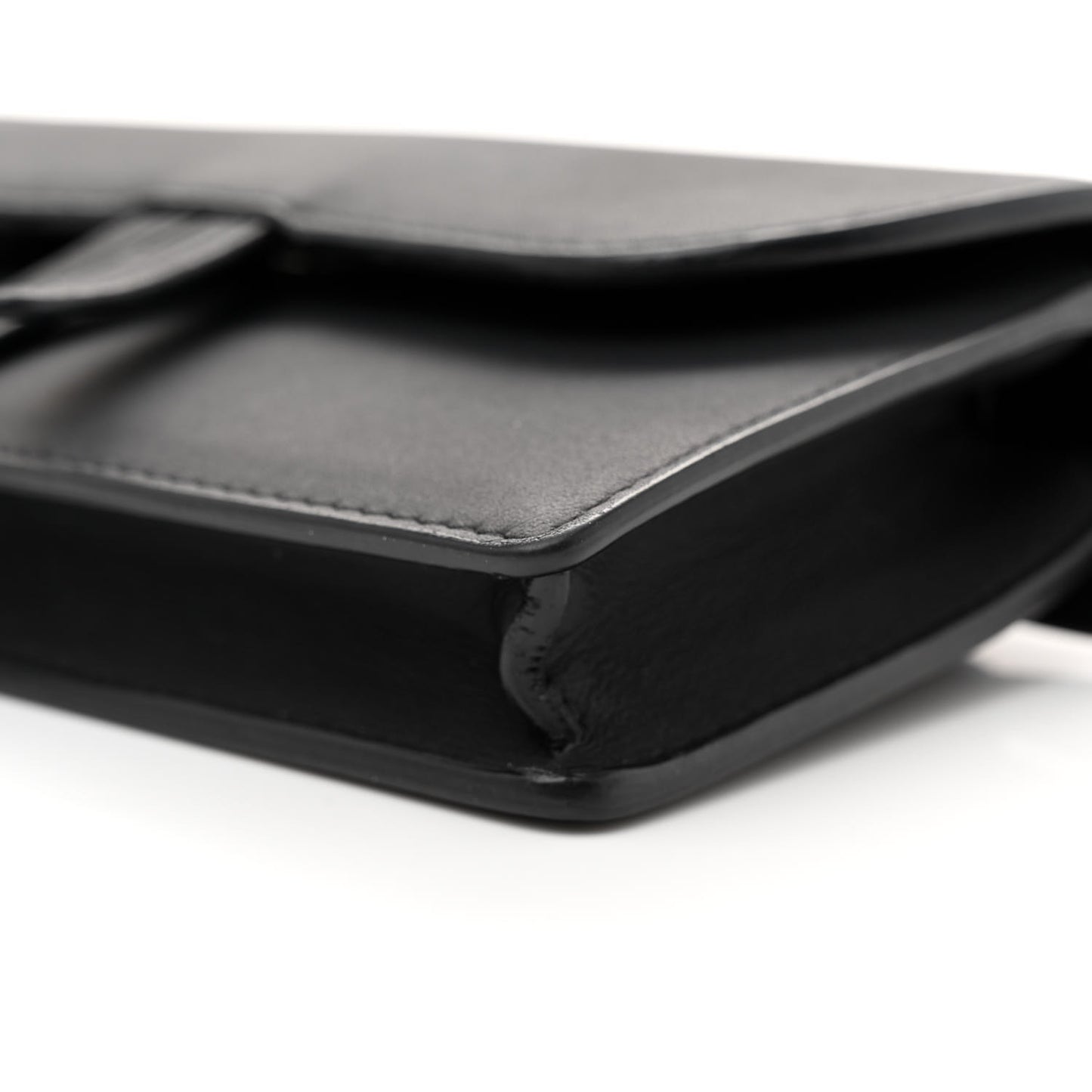 Ultra Matte Calfskin Saddle Belt Clutch Black