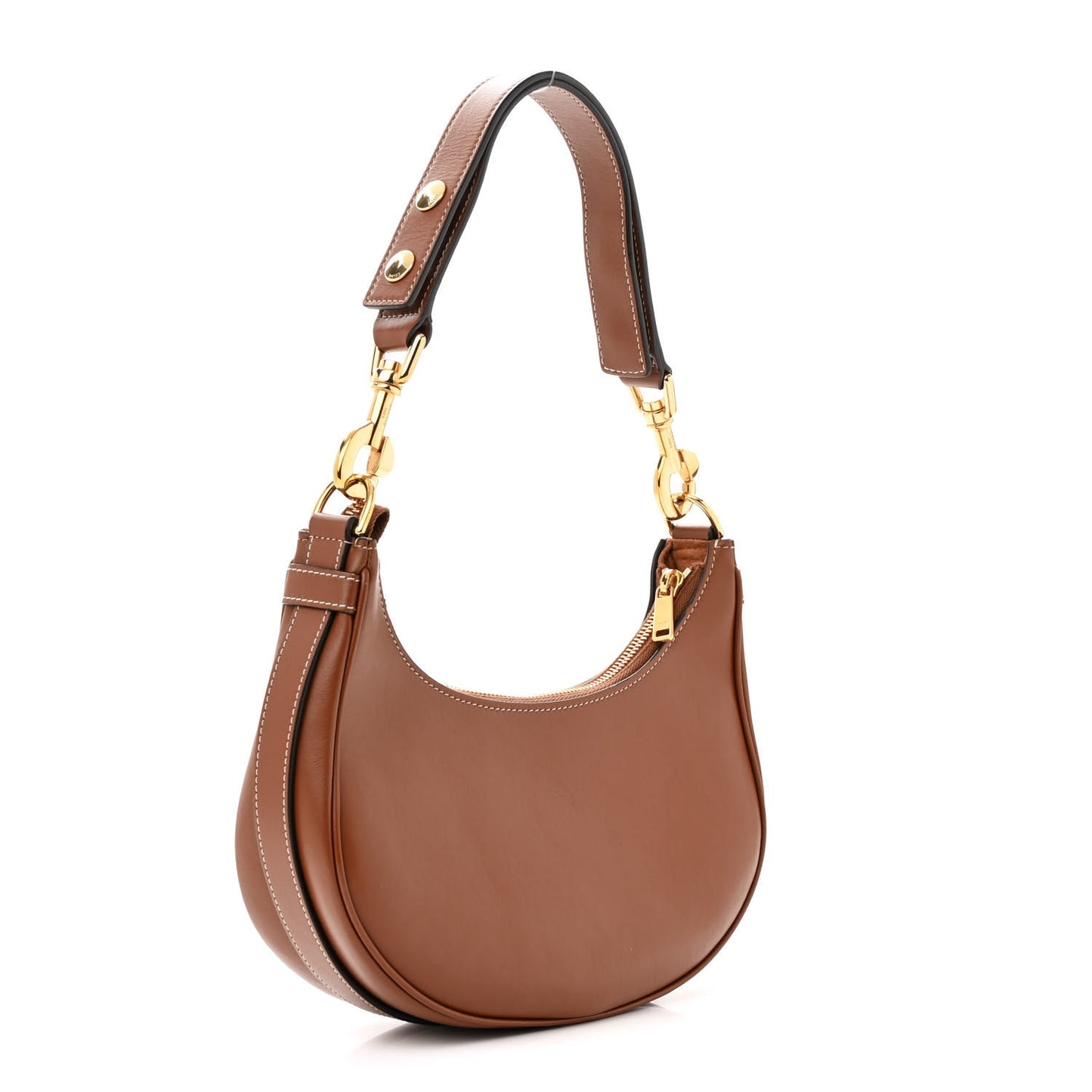 Smooth Calfskin Medium Strap Ava Shoulder Bag Tan