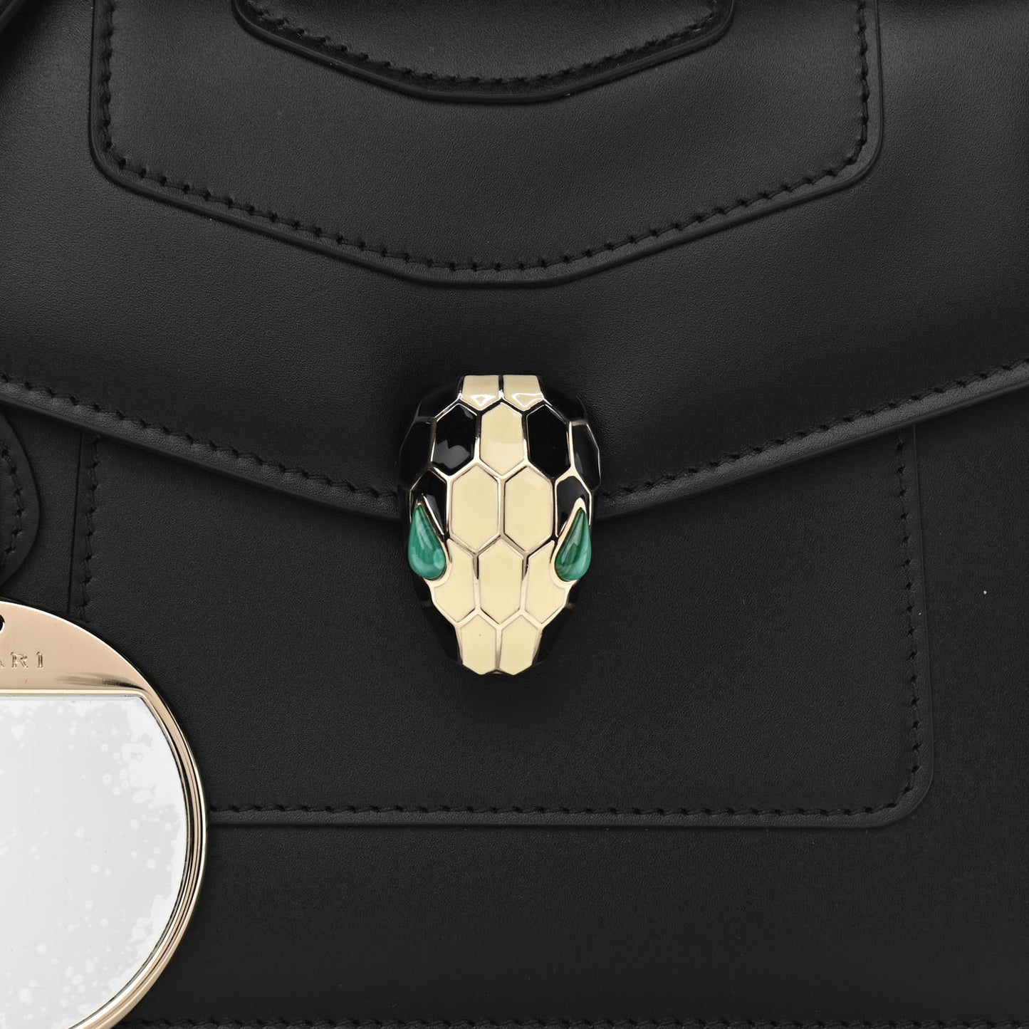 Calfskin Serpenti Forever Top Handle Black