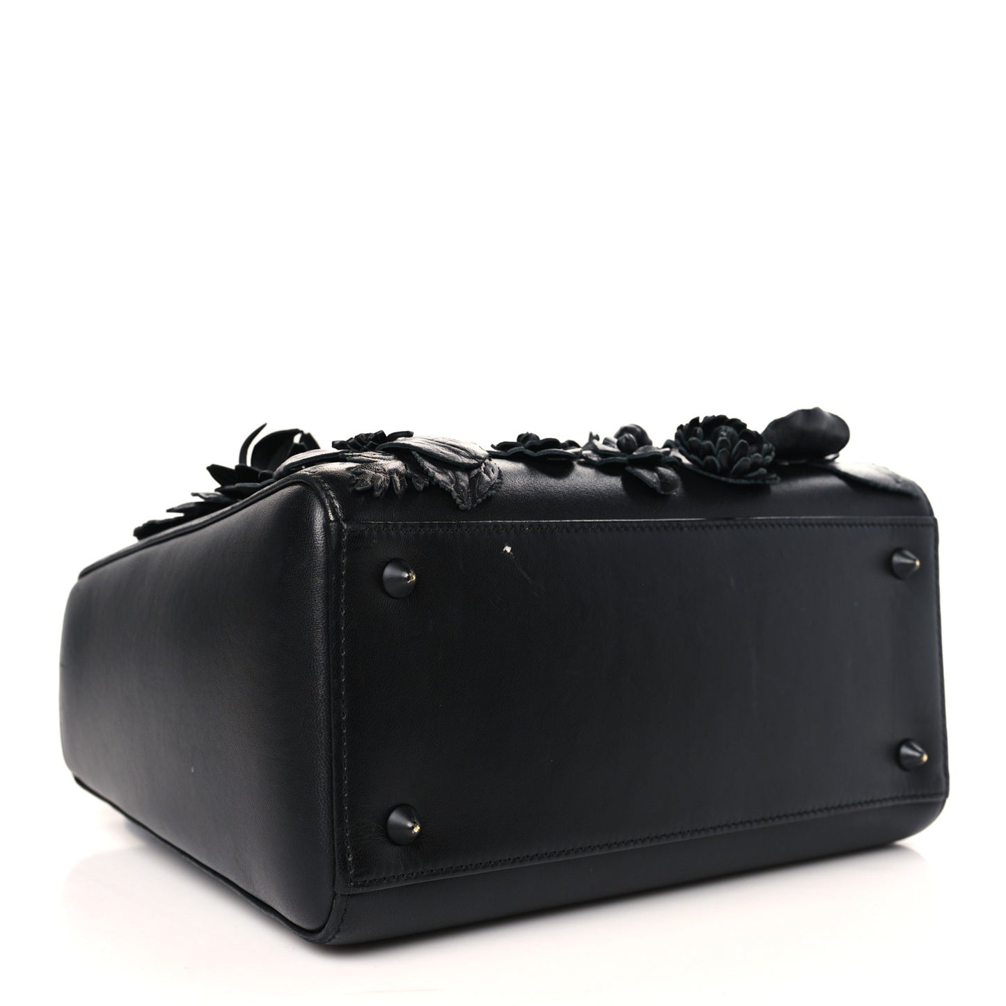 Ultra Matte Calfskin 3D Flower Embellished Medium Lady Dior Black