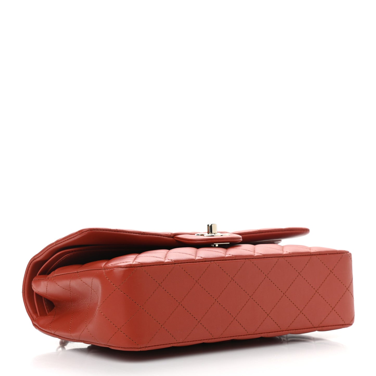 Lambskin Quilted Medium Double Flap Brown