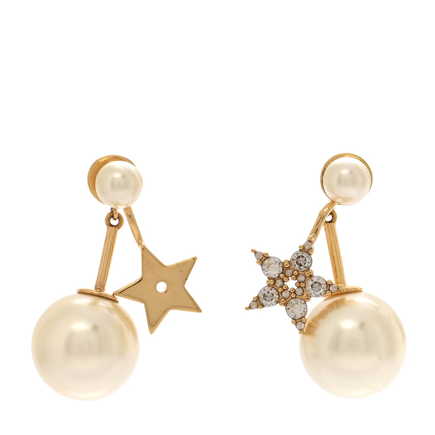 Pearl Crystal My ABCDior Tribales Etoile Star Earrings Gold