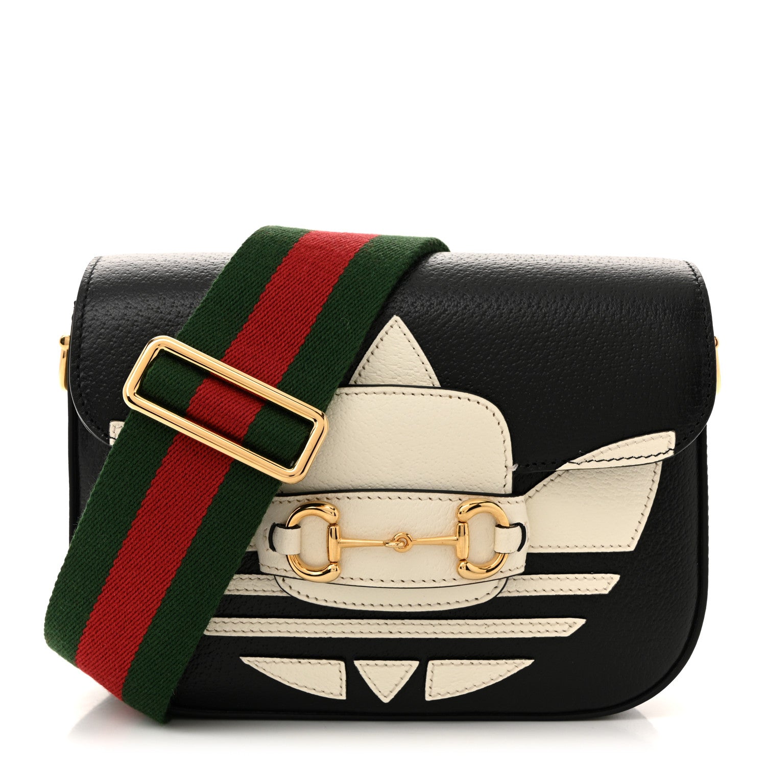 Gucci X ADIDAS Textured Dollar Calfskin Web Trefoil Mini Horsebit
