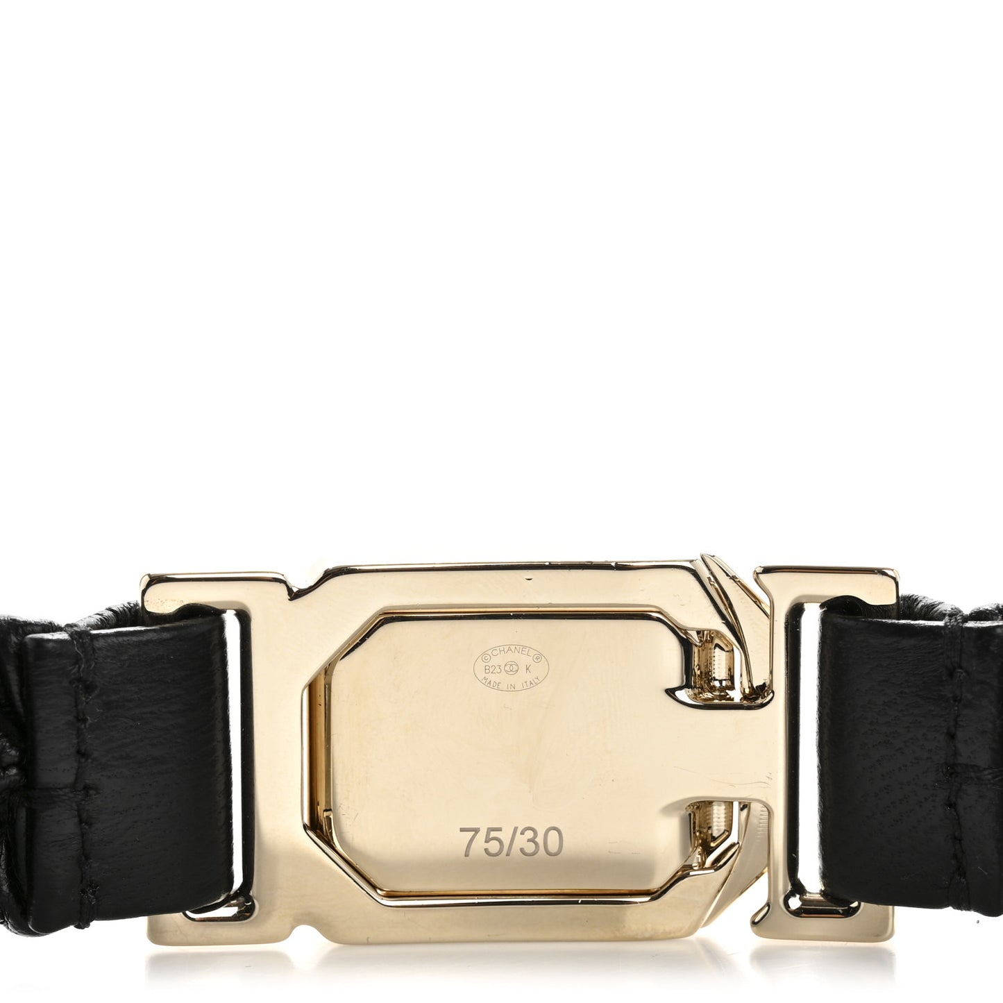 Lambskin Ruched Crystal CC Belt 75 30 Black
