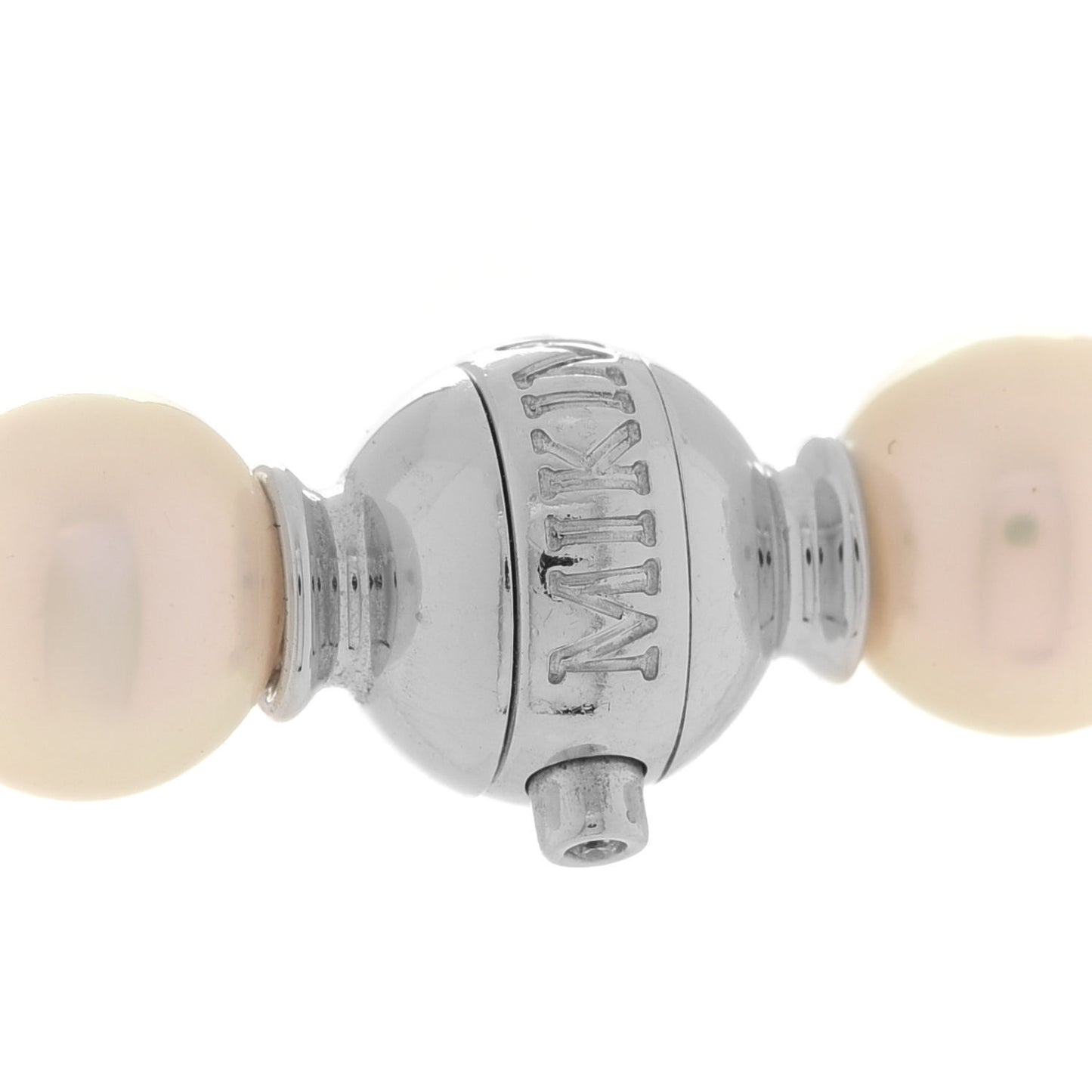 18K White Gold Diamond Akoya Pearl 7-7.5mm Strand Rondelle Necklace