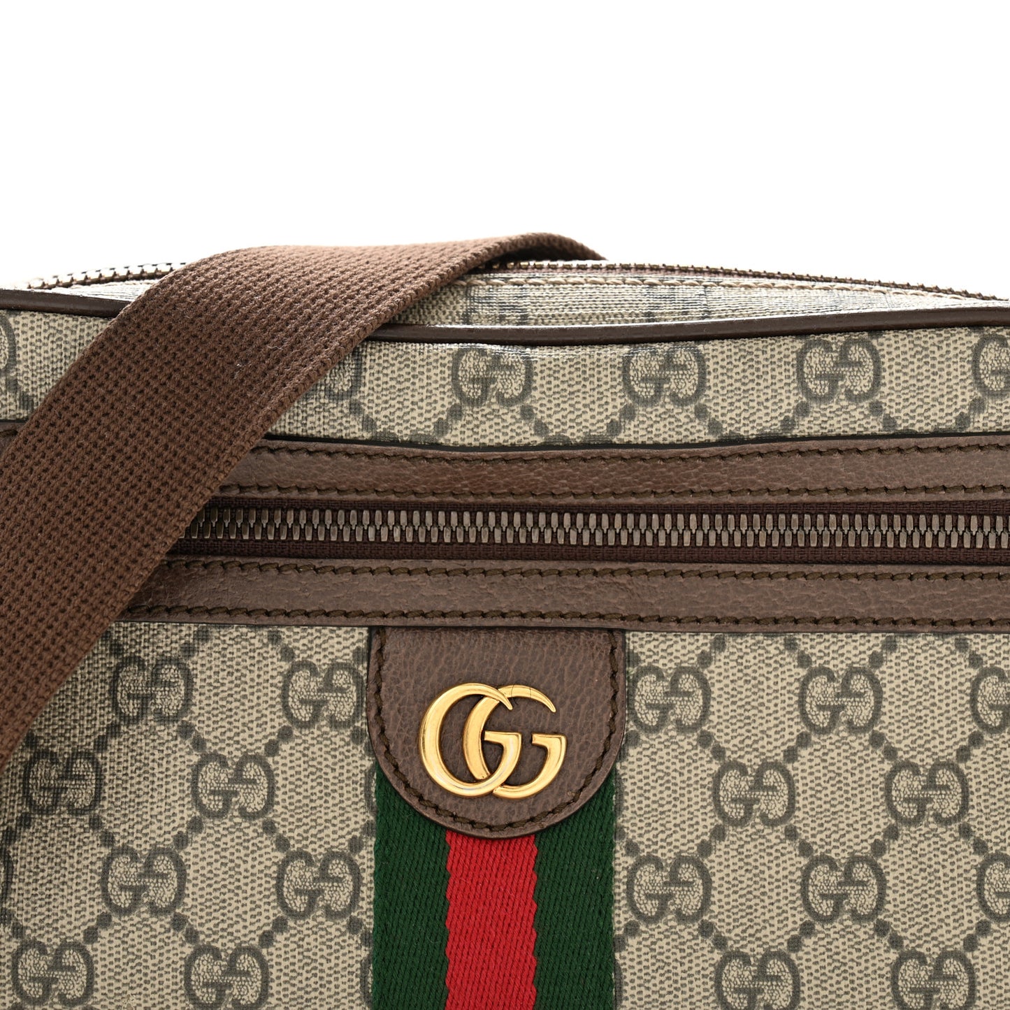 Soft GG Supreme Monogram Medium Ophidia Belt Bag Dark Brown