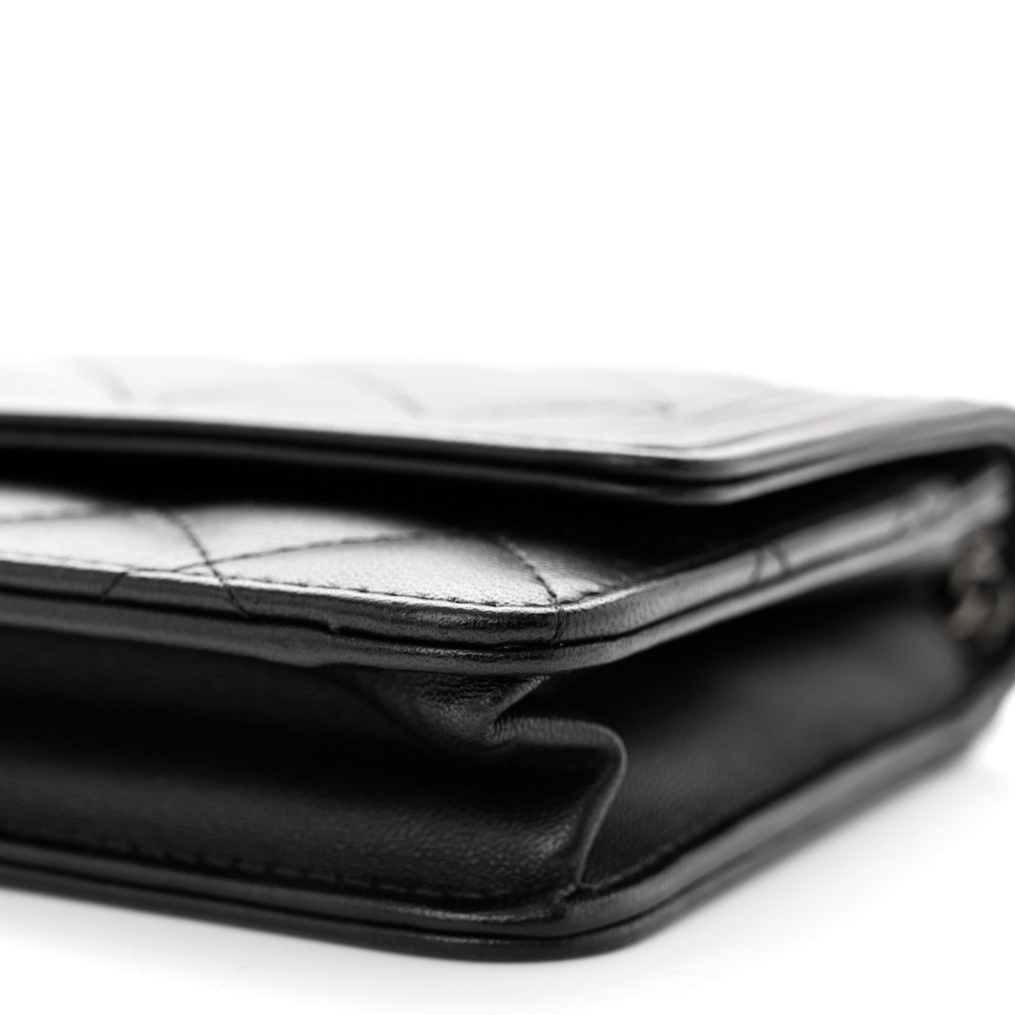Lambskin Quilted Boy Wallet On Chain WOC Black