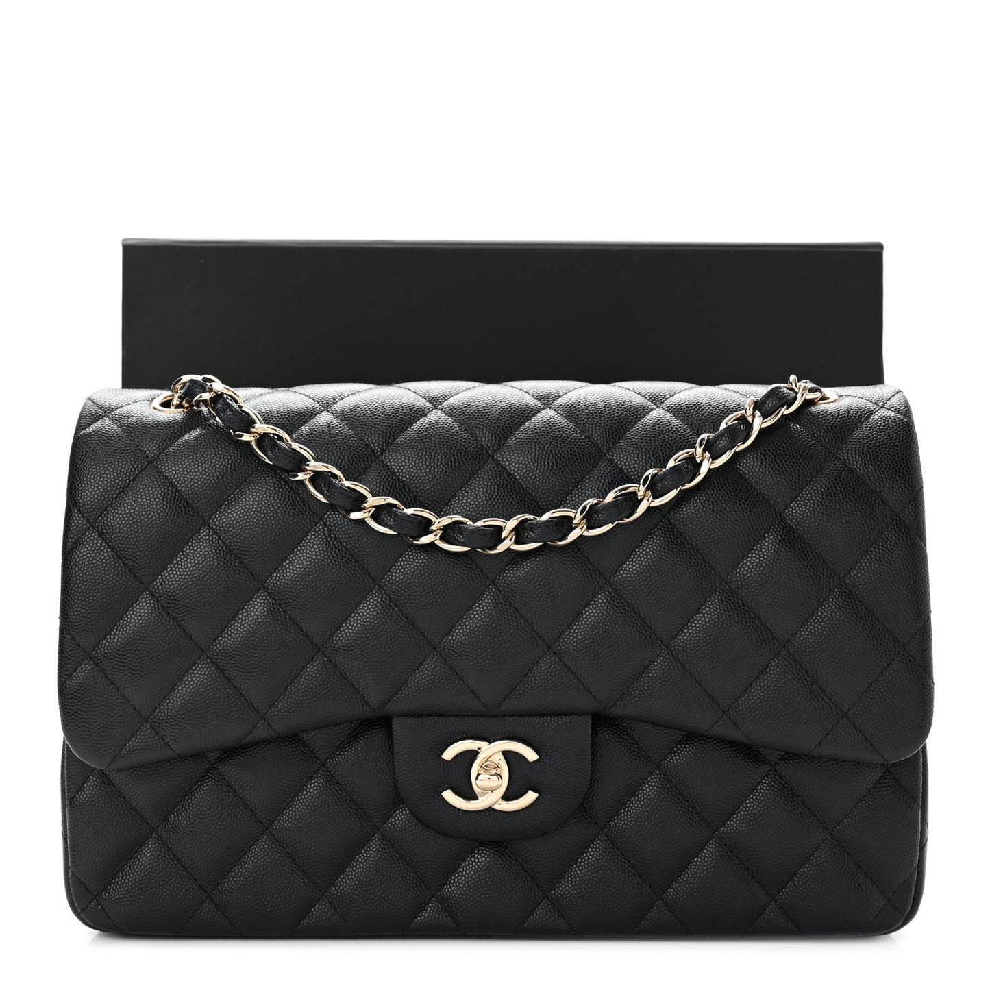 Caviar Quilted Jumbo Double Flap Navy