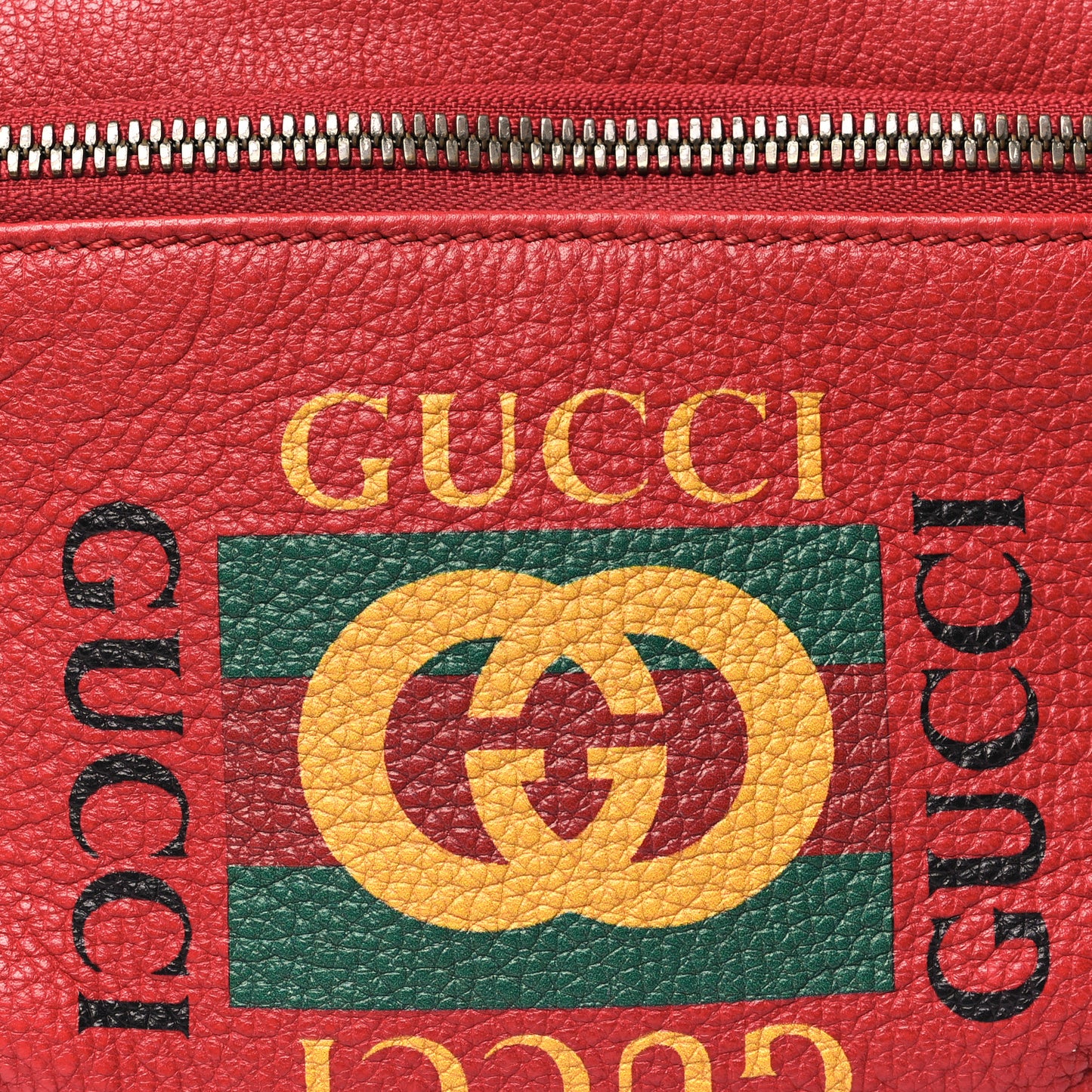 Grained Calfskin Small Logo Belt Bag Hibiscus Red
